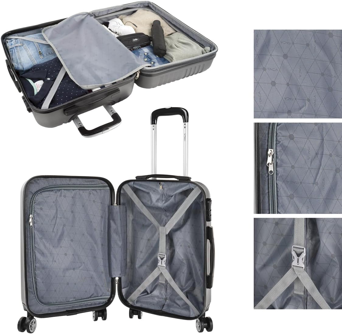Handgepäckkoffer mit Beauty Case, Antrazit S + XS