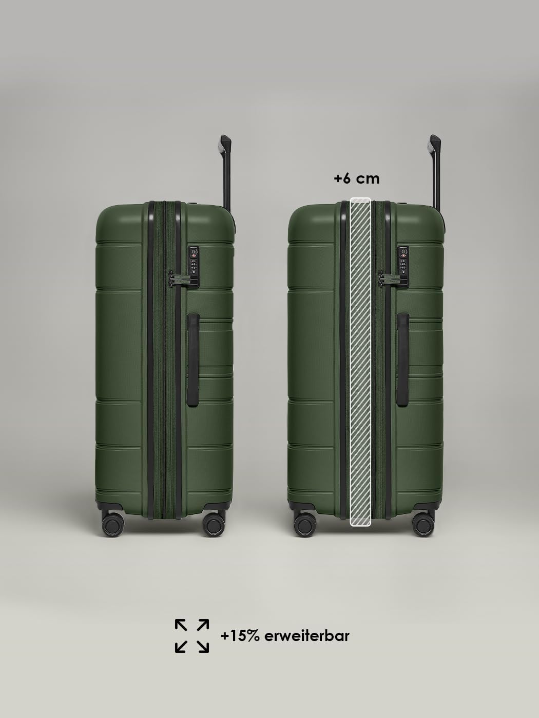 3-teiliges Koffer-Set Essentials 11, Olive Kofferset+ (3-teilig) erweiterbar