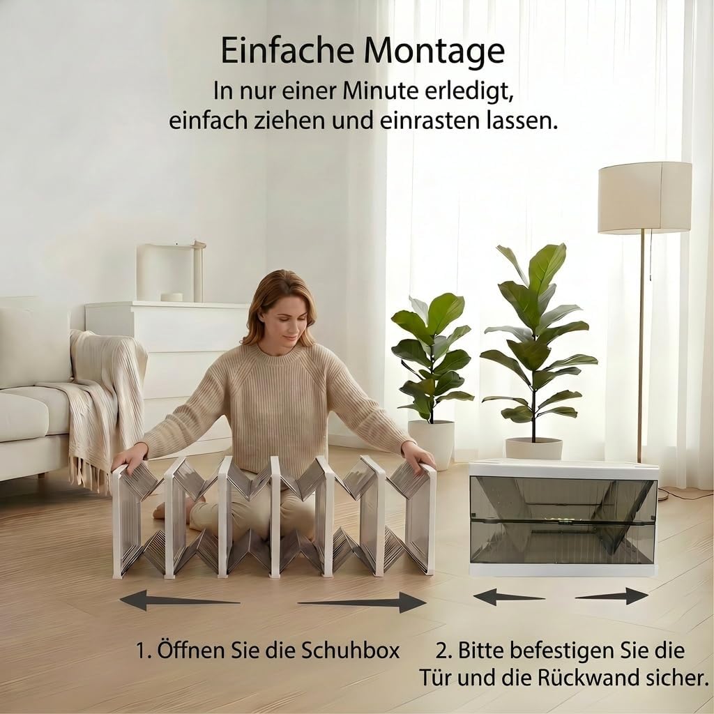 Faltbare Schuhregal mit 24 Boxen, bis Schuhgrösse 46, Schwarz 24 Ebenen
