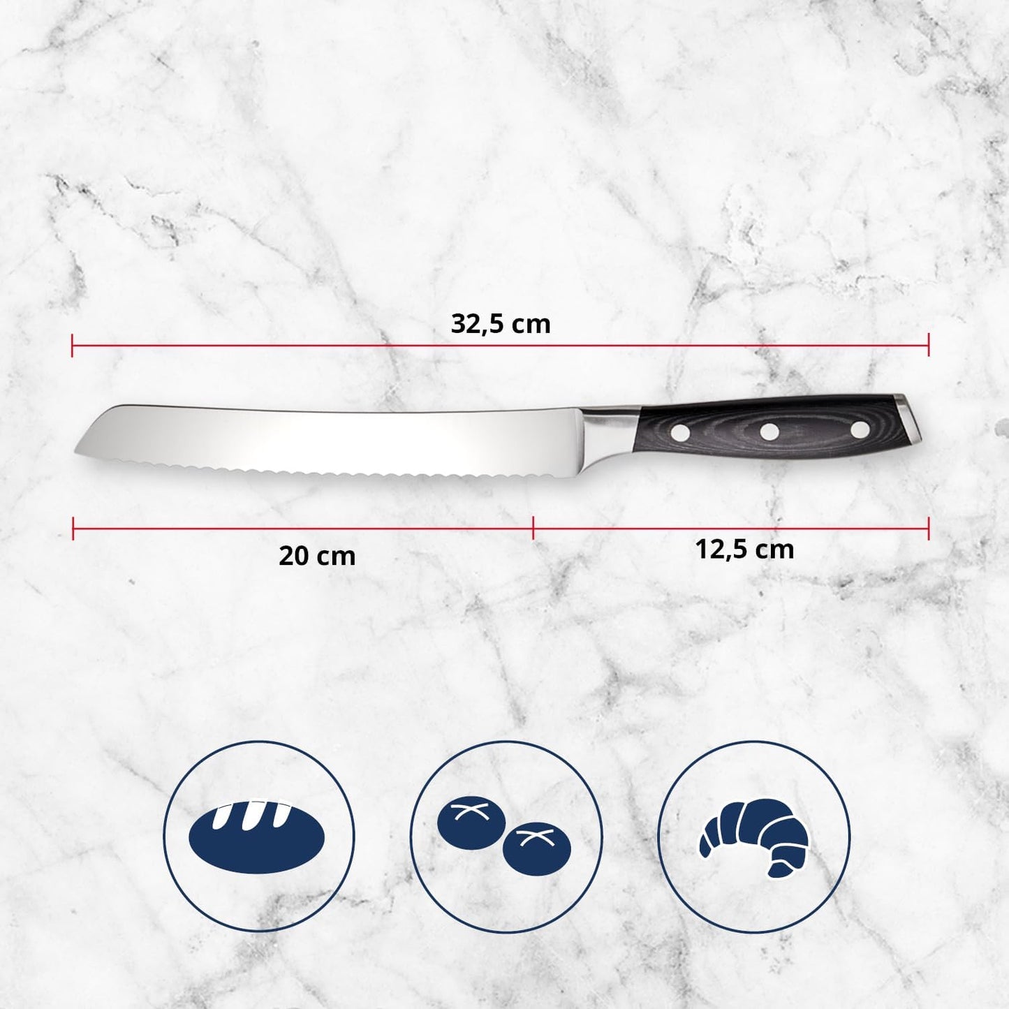 Brotmesser mit ergonomischem Griff, Brotmesser