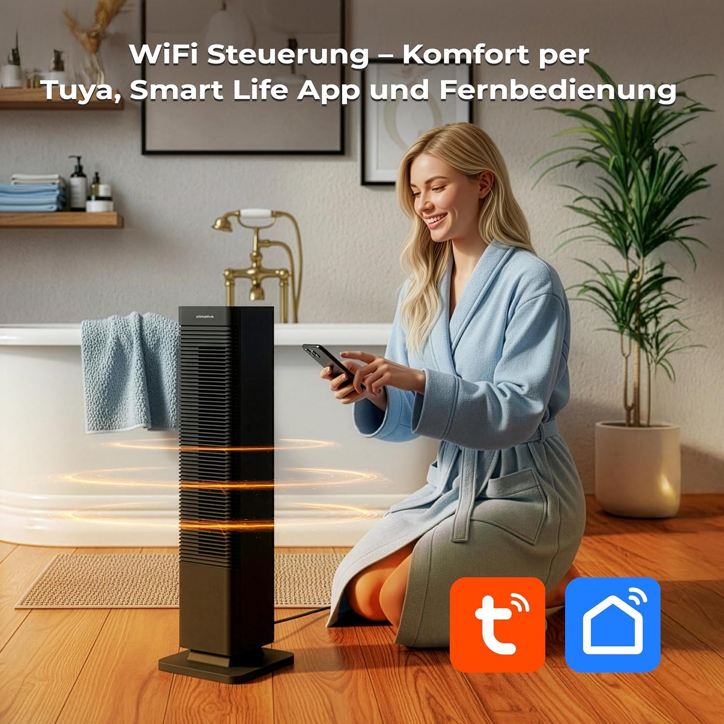2in1 Turmventilator & Heizlüfter mit Fernbedienung, Coolheat
