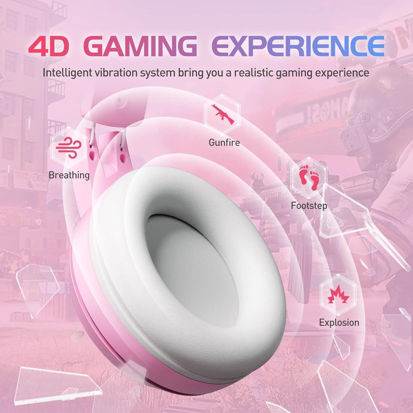 Gaming Headset G951 mit 7.1 Surround und LED-Licht, ROSA