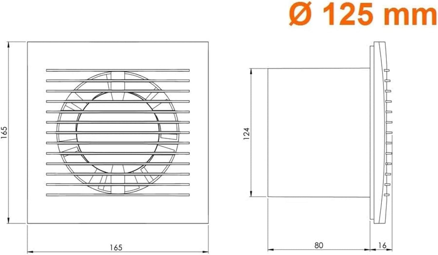 Badlüfter mit Timer & Feuchtesensor (125mm), Ø 125mm Weiss