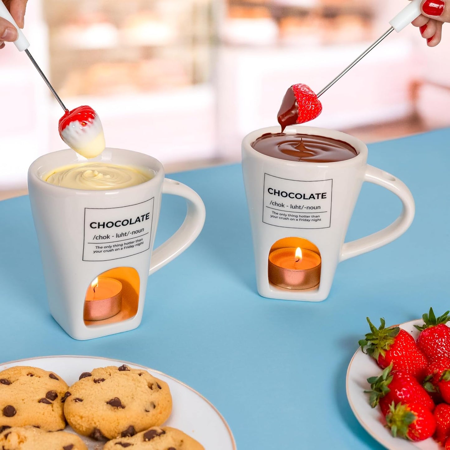 Fondue-Tasse für Schokolade und Käse, Chocolate, Weiß