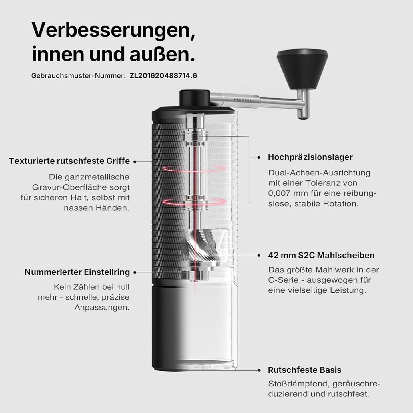 Handkaffeemühle C5 ESP Pro mit Präzisionsverstellung, C5 ESP Pro Schwarz