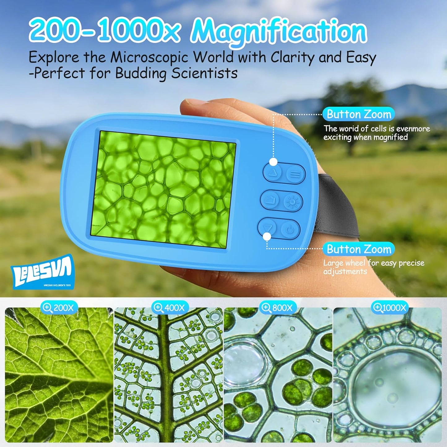4K-Mikroskop mit Display für Kinder, BLAU