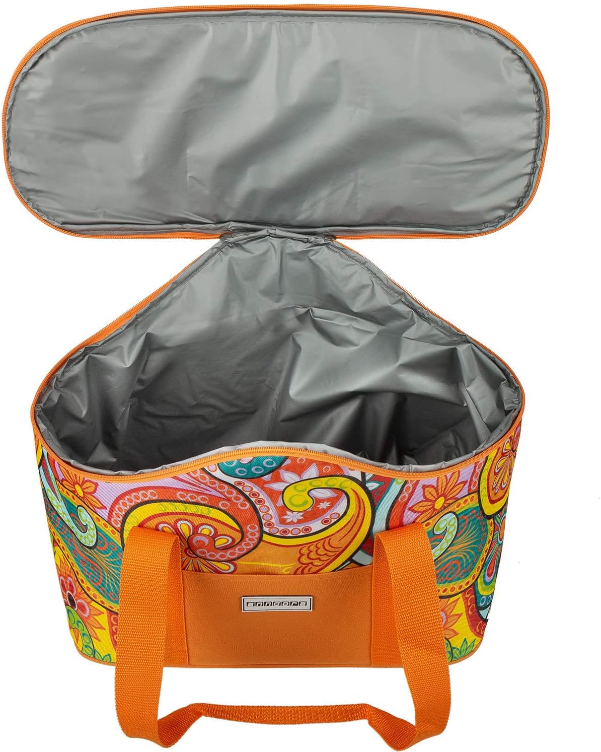 Pflegeleichte Kühltasche mit Zweiwege-Reissverschluss, paisley orange