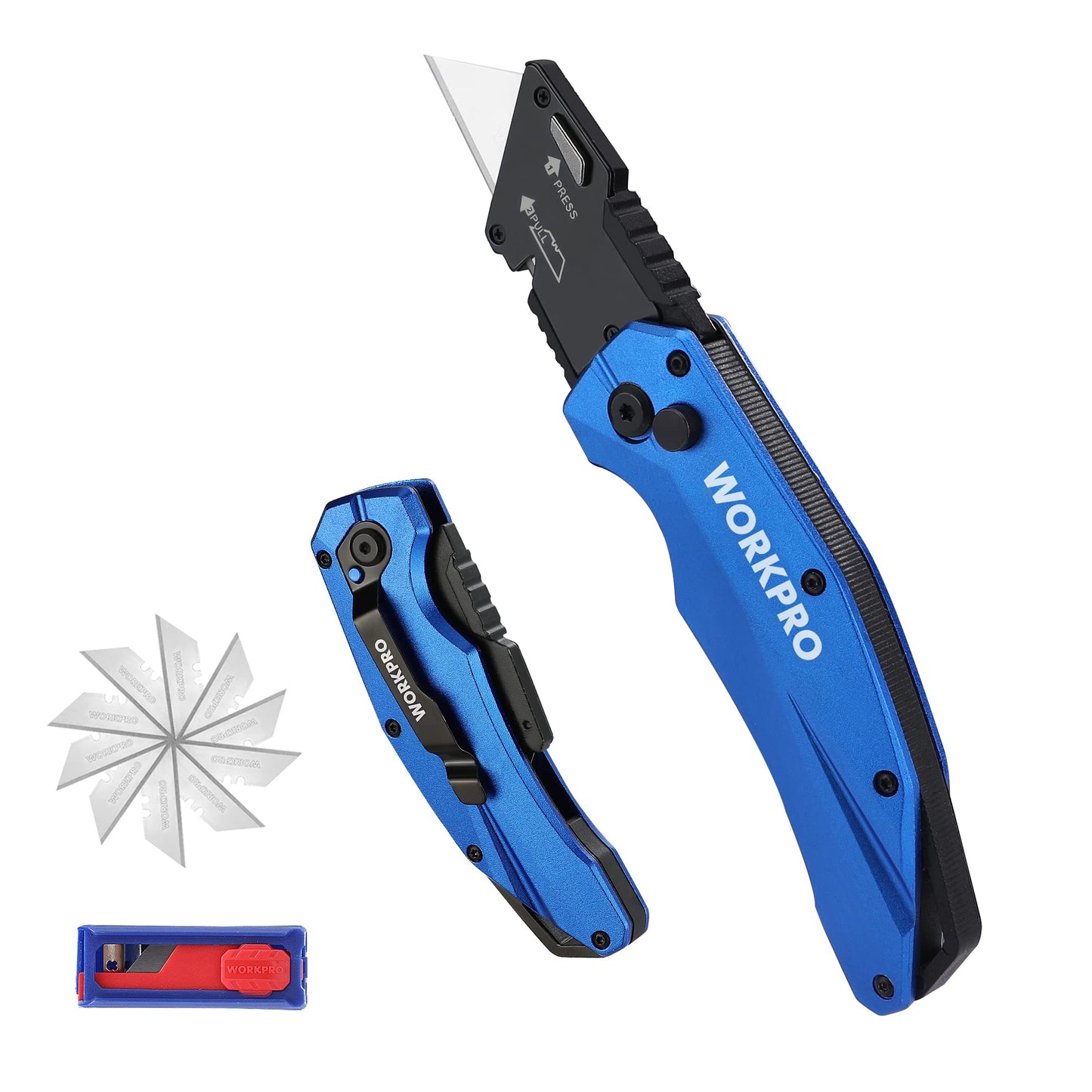 Klappbares Teppichmesser mit Schnellwechselklinge, Blau
