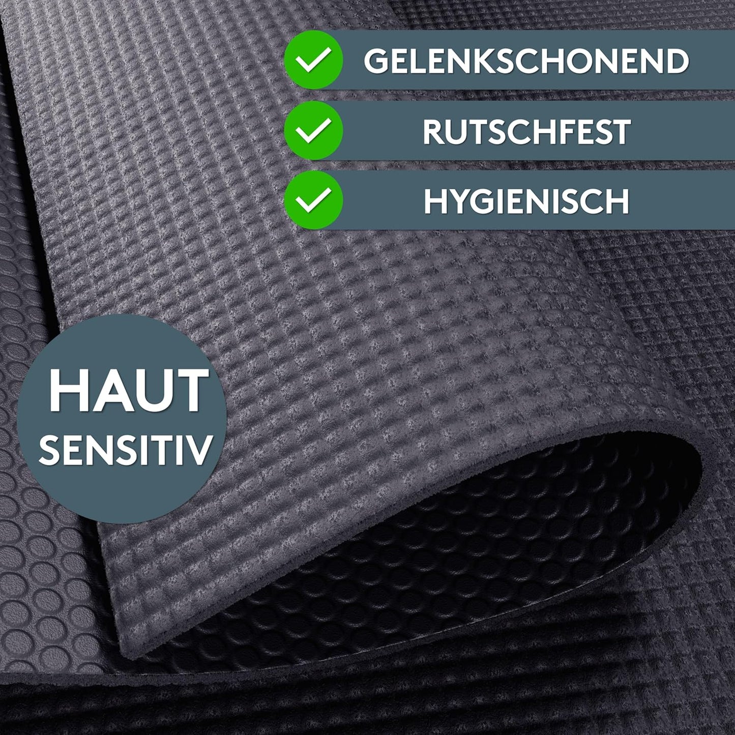 Yoga- und Fitnessmatte mit Tragegurt (180x60cm), 60 x 180 cm Anthrazit