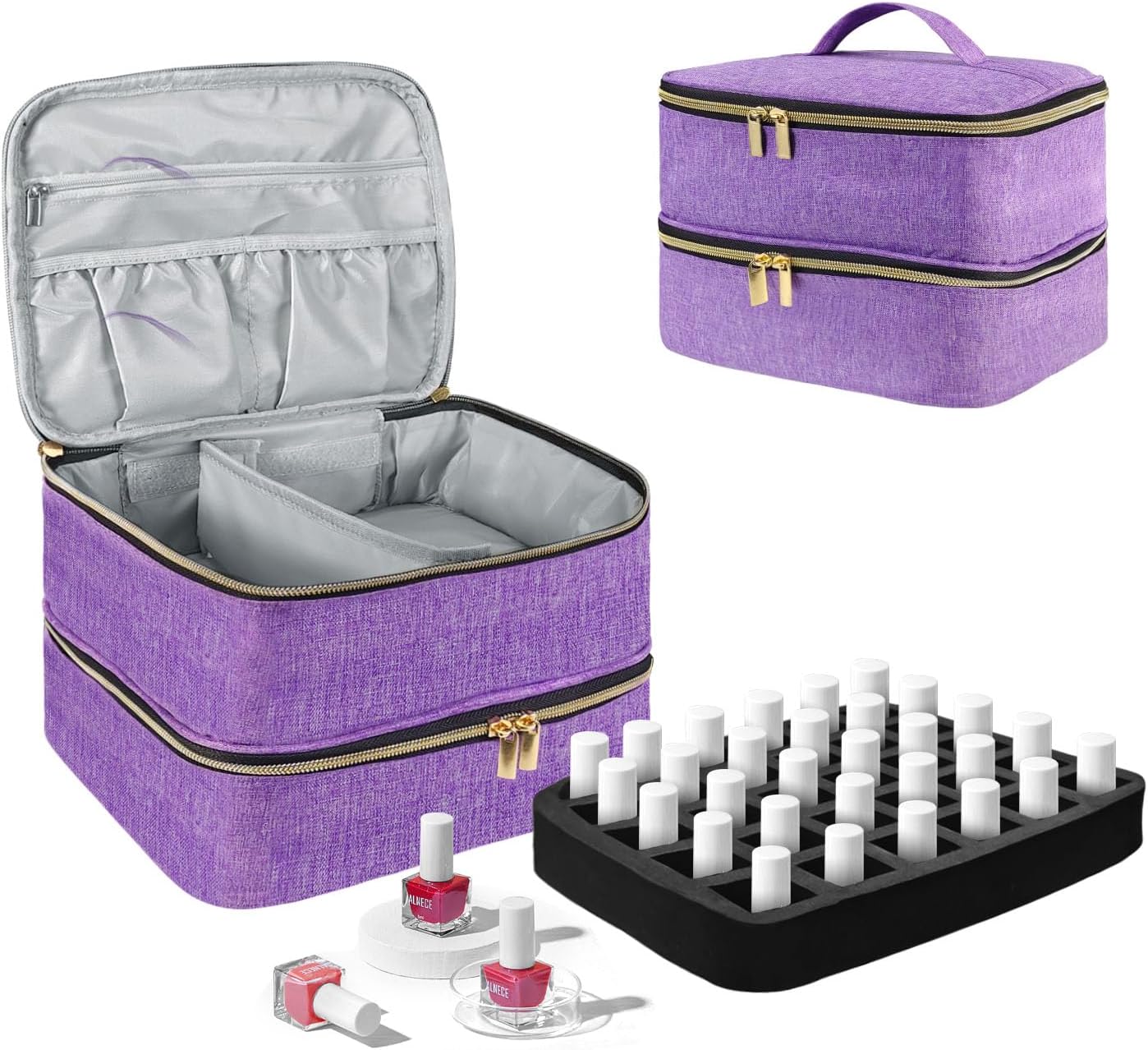 Nagellack-Organizer für 30 Flaschen, Nagellack Aufbewahrung Lila