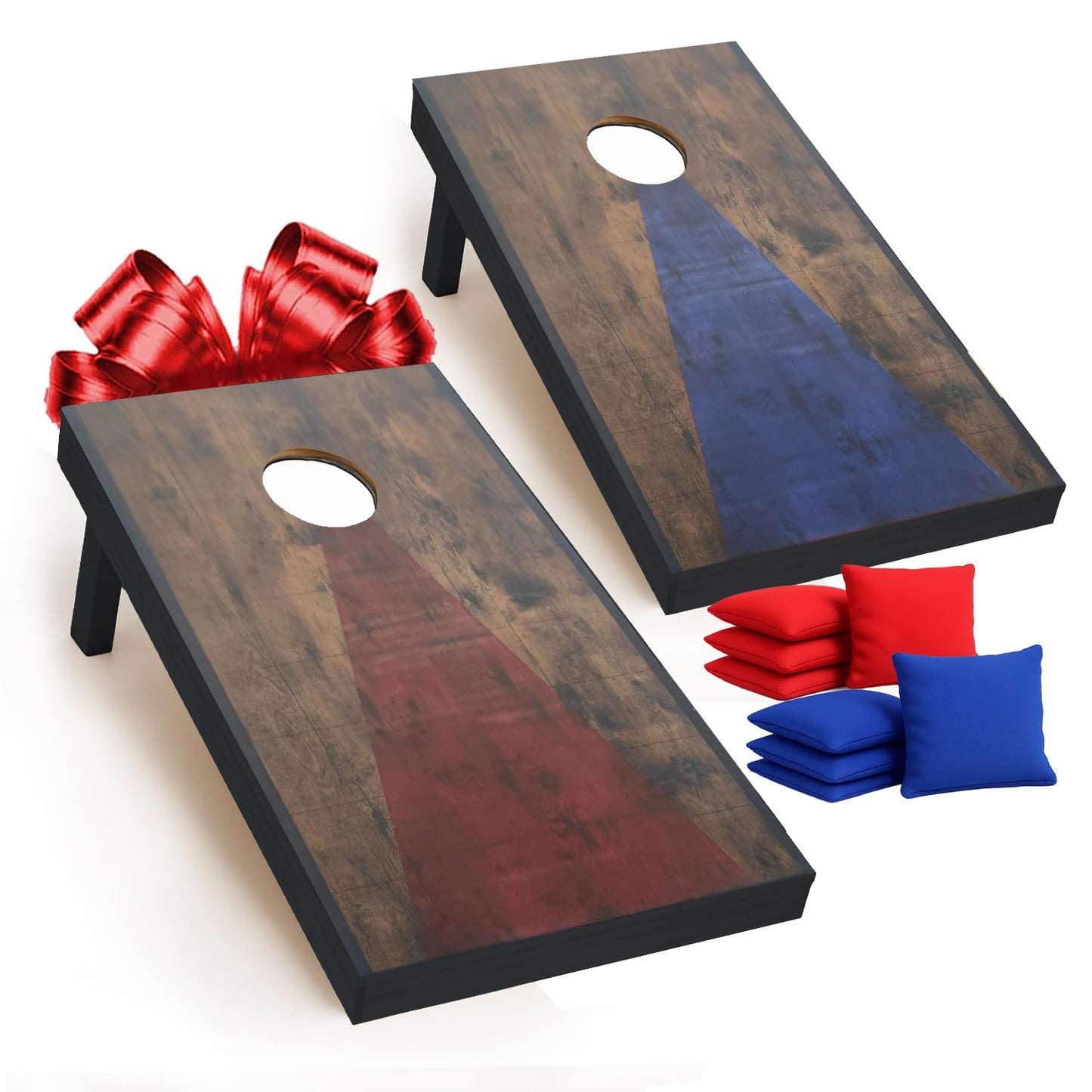 Cornhole Wurfspiel-Set mit 2 Boards + 8 Säckchen, Cornhole aus Holz Old
