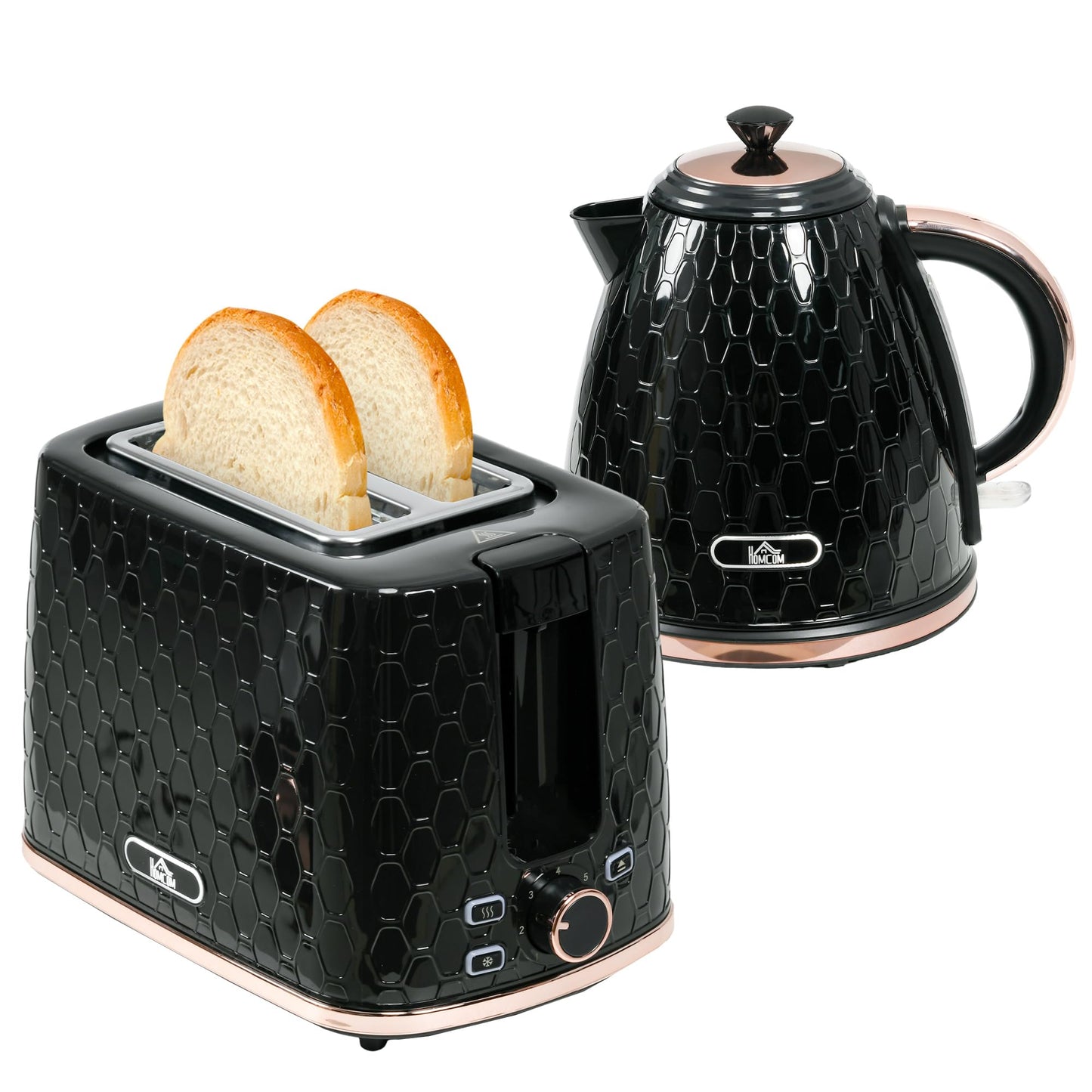 Frühstücksset: Wasserkocher & Toaster mit 7 Stufen, Schwarz