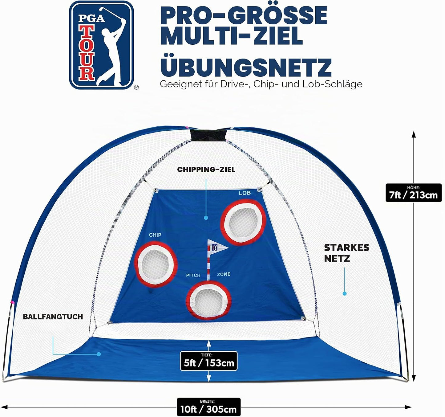 Pro Golf Training Netz, PGA Tour Pro Size Driving Net with Carry Bag