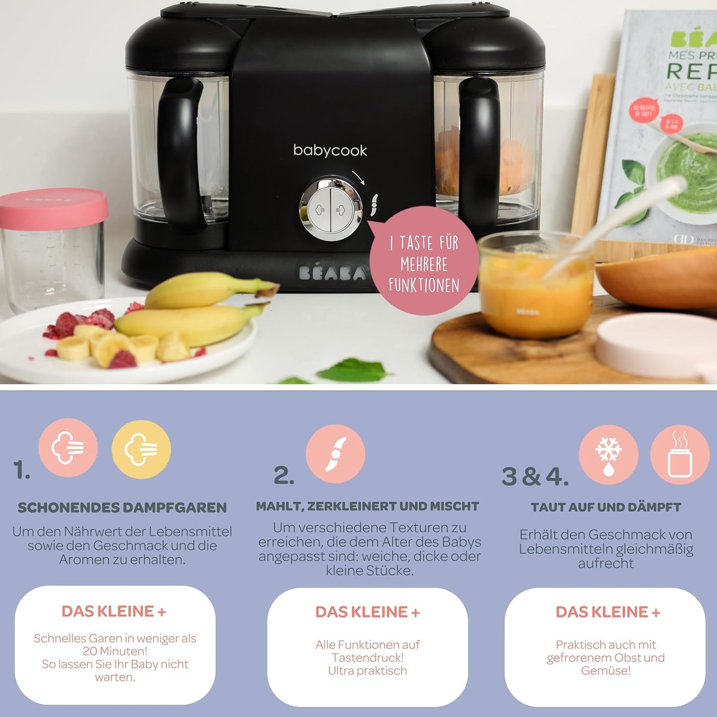 Babycook Duo 4-in-1 Babynahrungszubereiter, Schwarz