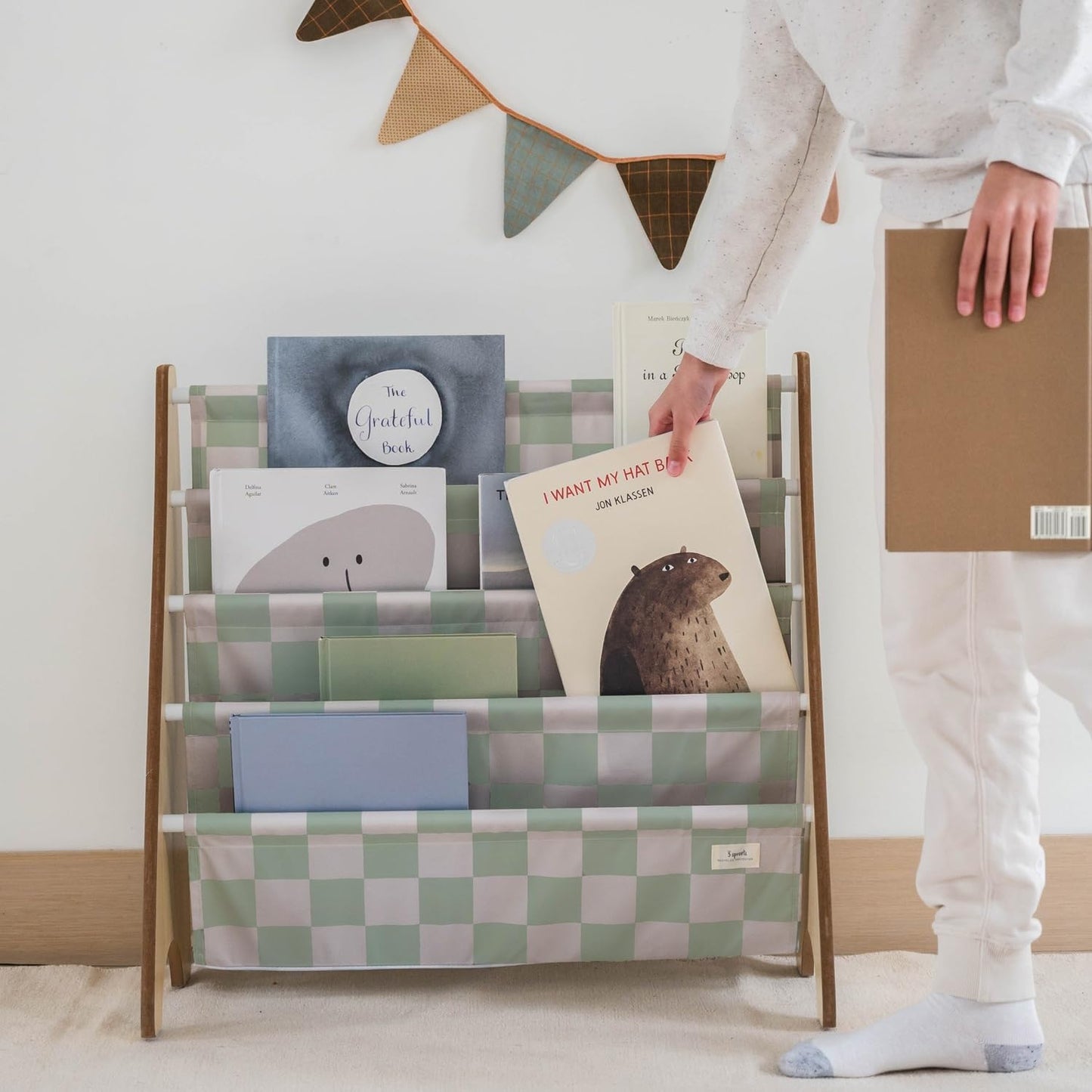 Kinder Bücherregal, Schachbrett - Grün
