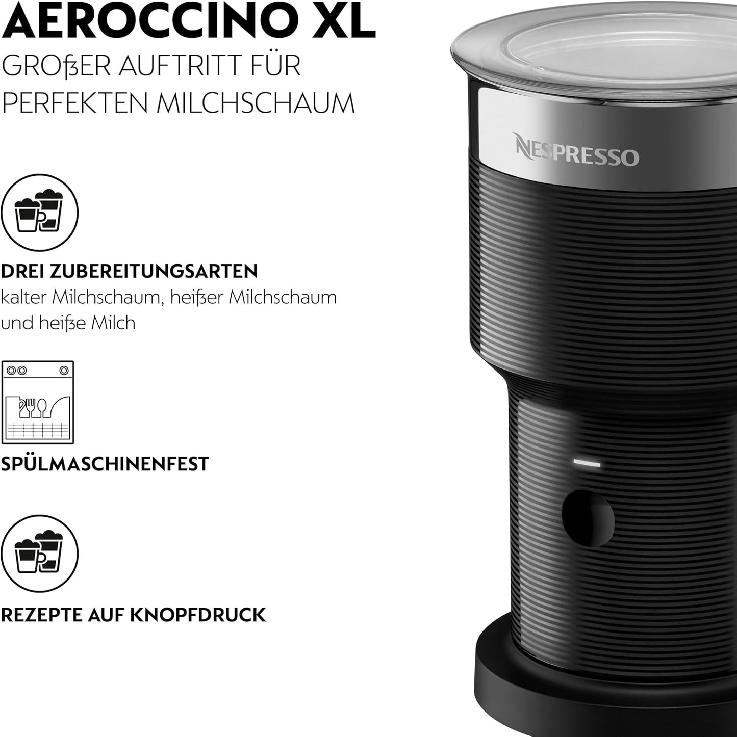 Elektrischer Milchaufschäumer Aeroccino XL, Schwarz - Aeroccino XL