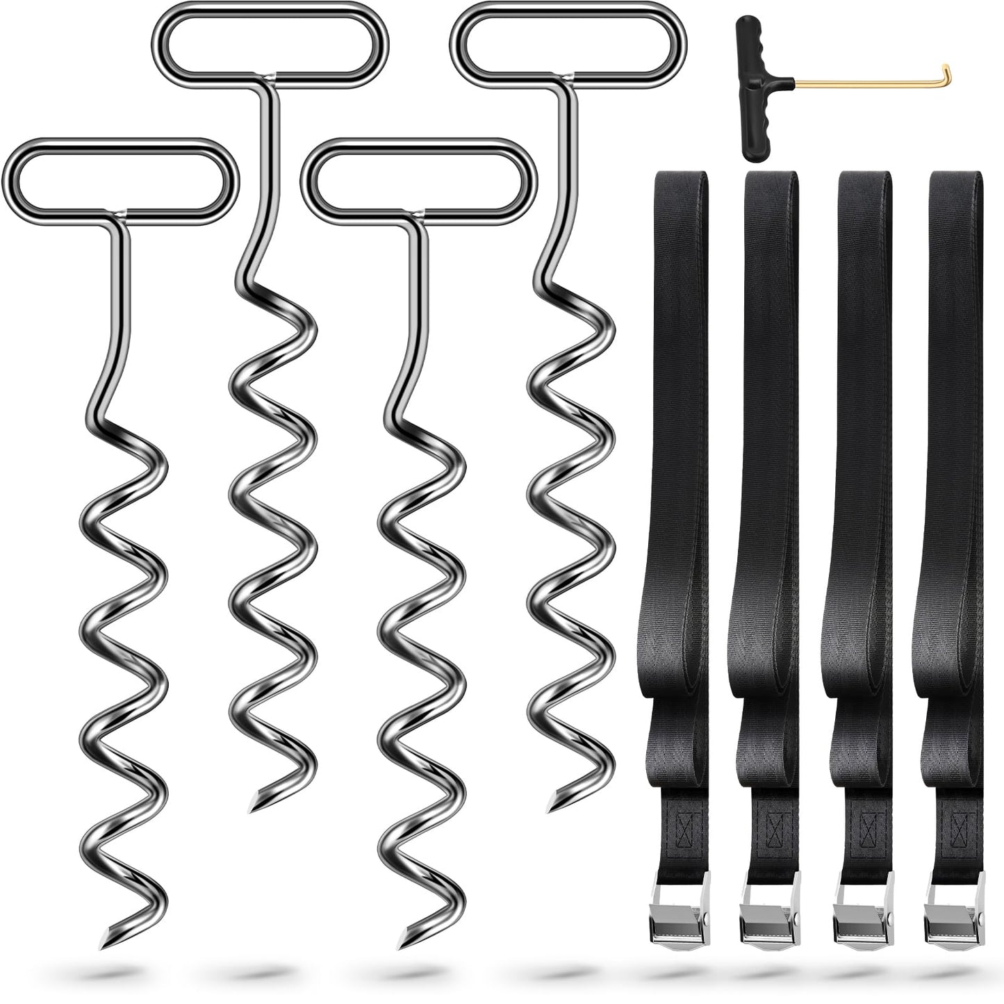 Trampolin Bodenanker-Set mit verstellbaren Gurten (4er-Pack), 4 pack