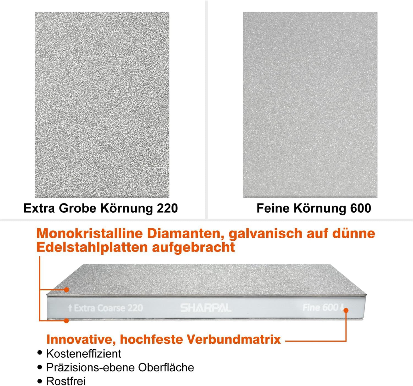 Doppelseitiger Diamant-Schleifstein, 220 & 600 Körnung
