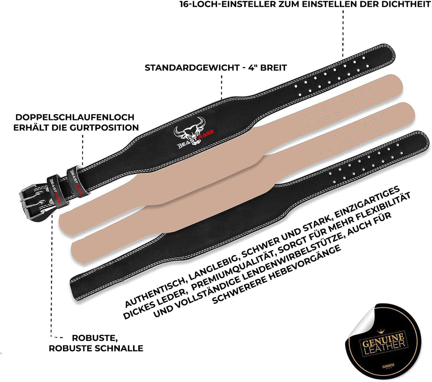 Gewichthebergürtel Leder, S Schwarz