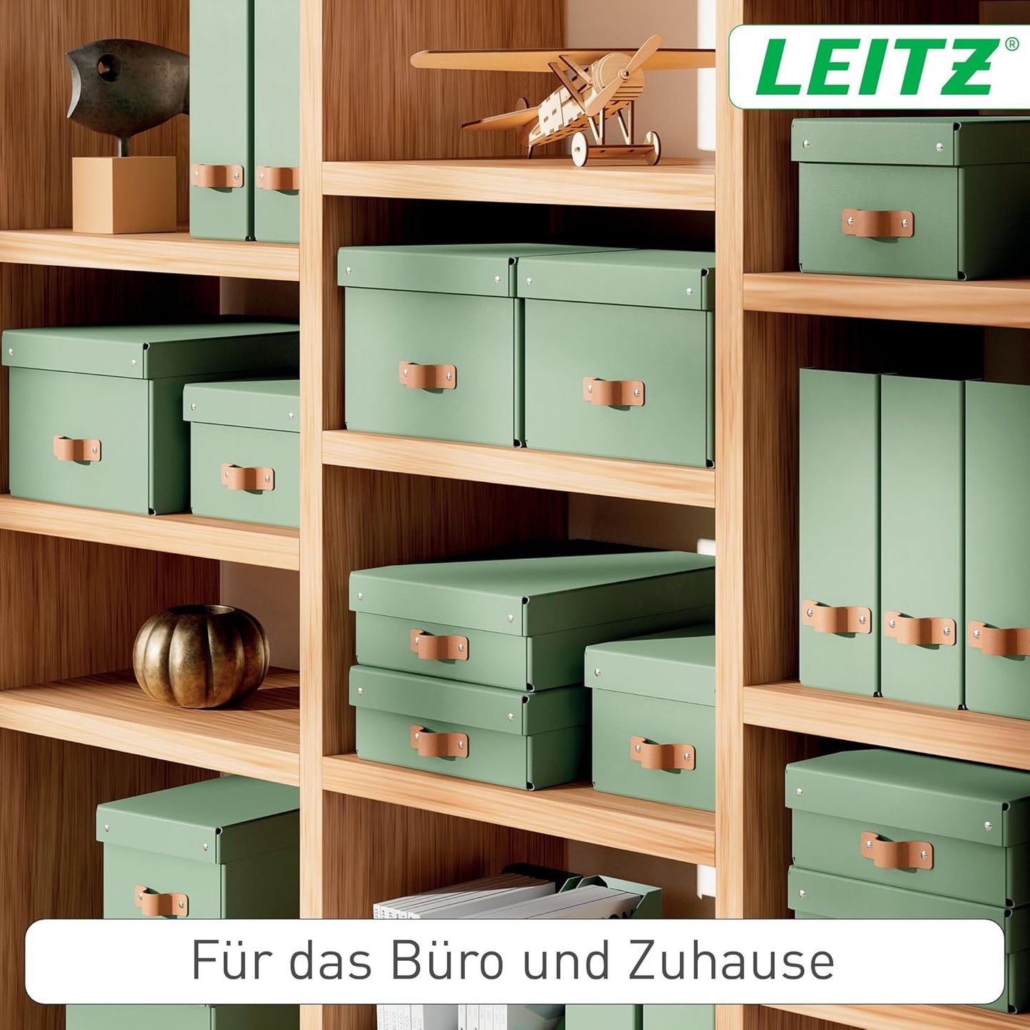 Flache Aufbewahrungsbox mit Deckel, 2er-Set, 37 x 27 x 10 cm Grün
