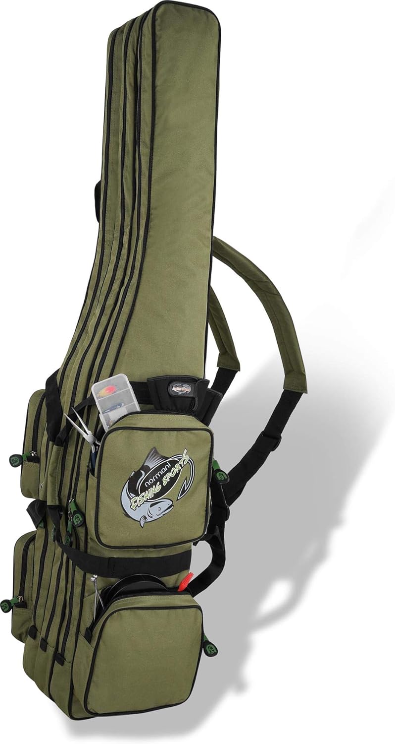 Rutentasche Rod Case mit 3 Ruten-Fächern, Dunkelgrün 3 Innenfächer 170 cm