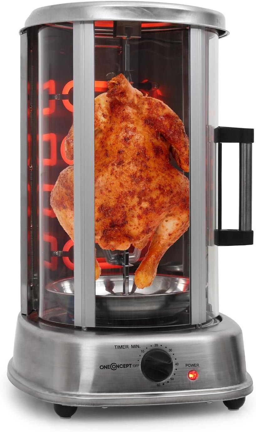 Kebap Master Dönergrill mit Glasschiebetür, Schiebetür, Silber