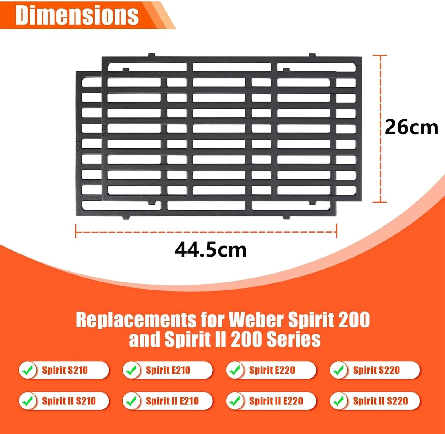 Grillrost für Spirit Gasgrill (44,5x26cm), 44.5x26cm