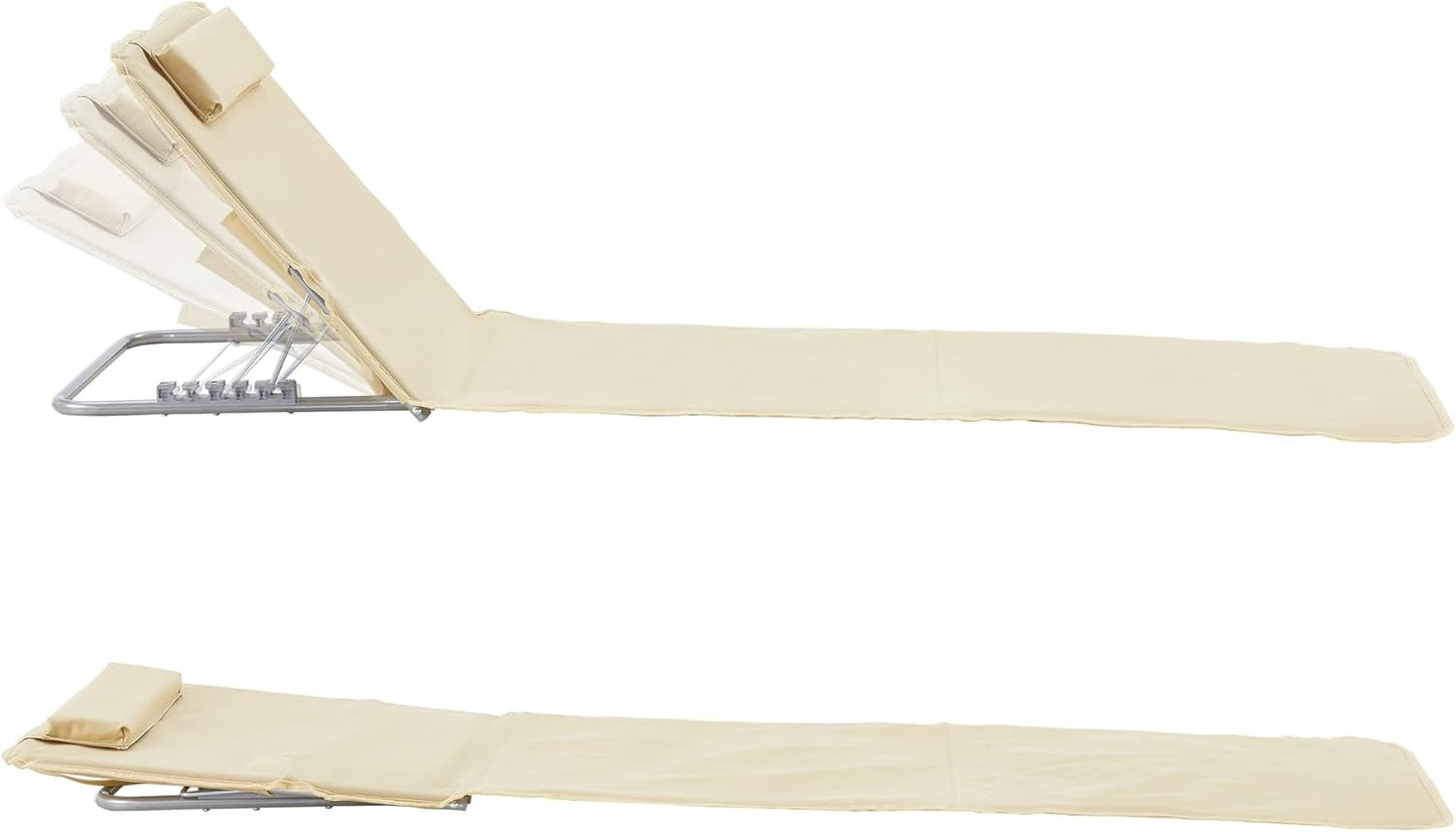Strandmatte 2er-Set mit verstellbarer Rückenlehne, Beige