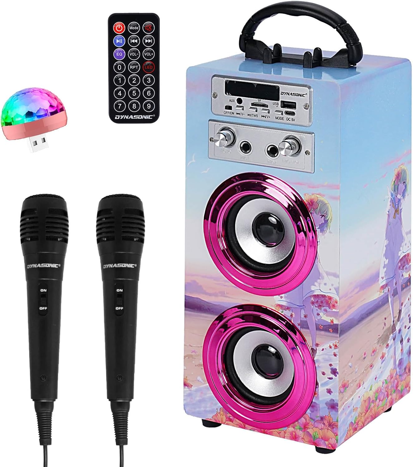 Tragbare Karaoke-Maschine mit 2 Mikrofonen, Model 17 lights