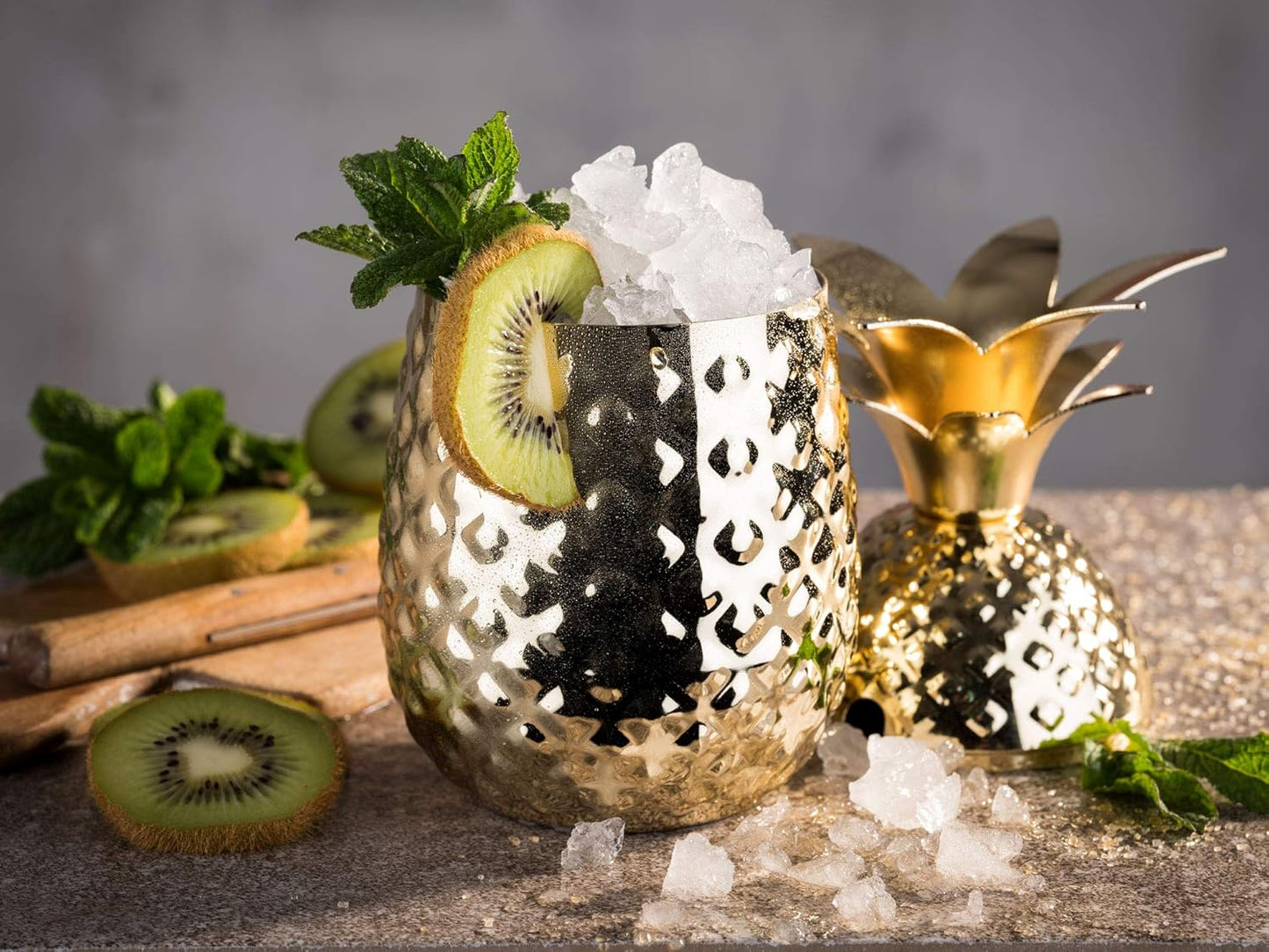 Ananas Cocktail-Becher, Gold Poliert