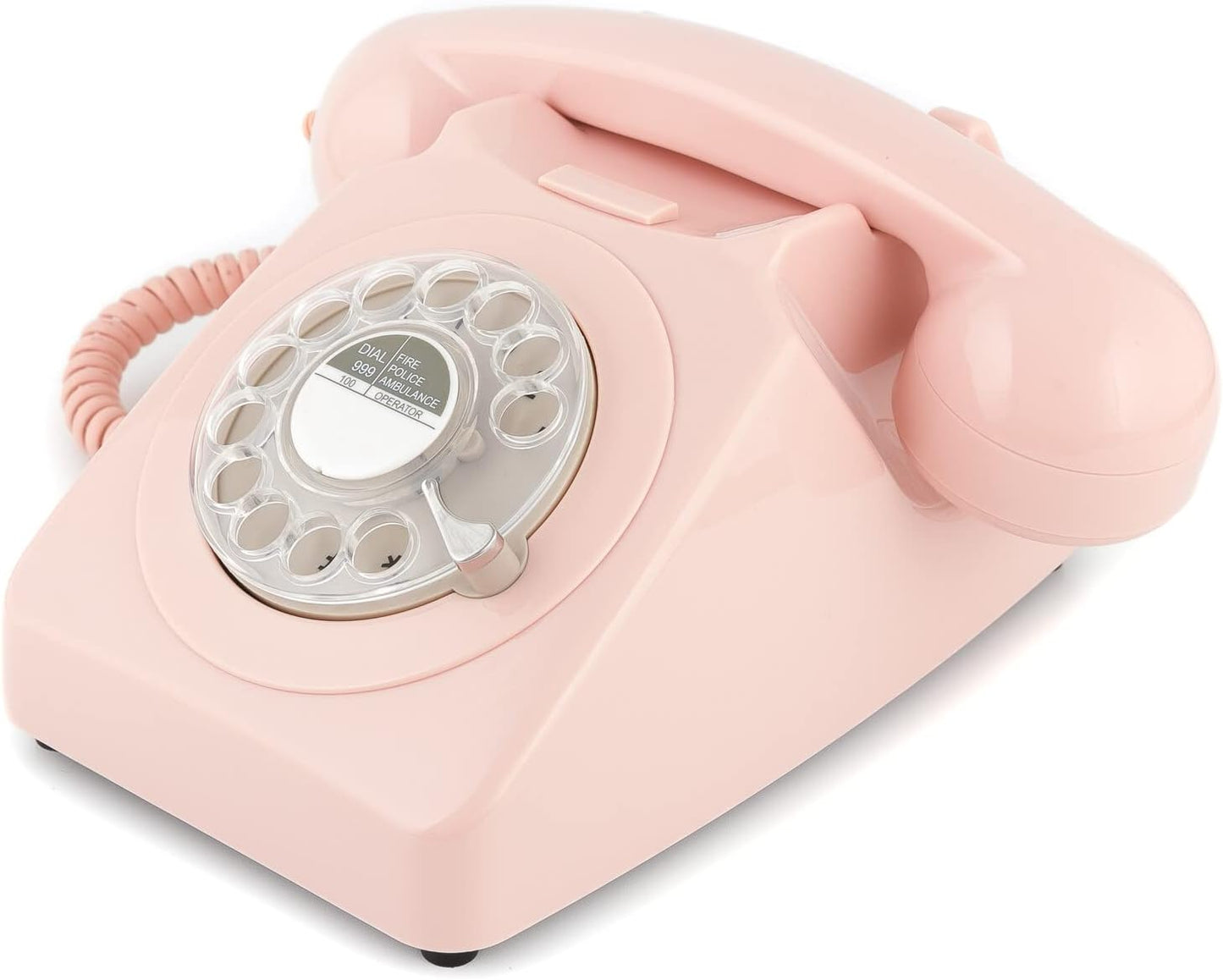 Retro-Telefon mit Wählscheibe im 70er Jahre Design, Pink- Nelke Rosa