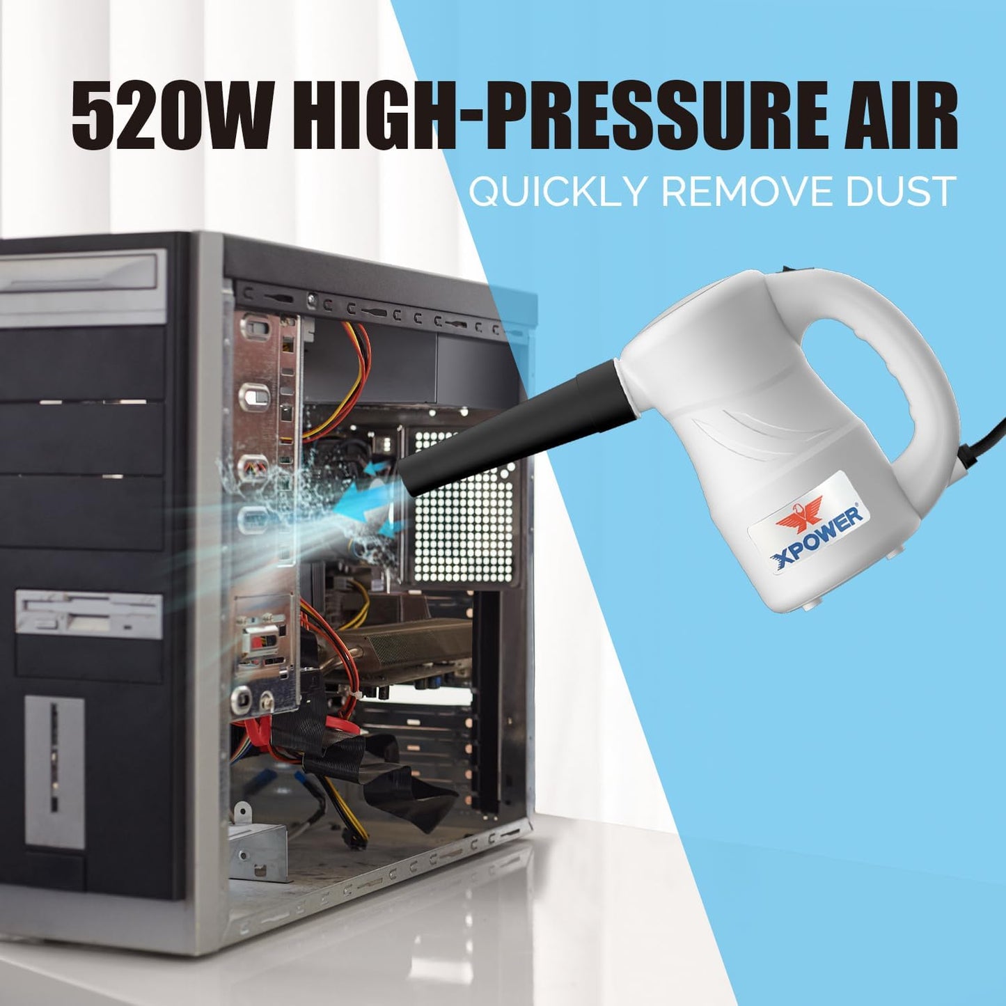 Elektrischer Luftstaubgebläse A-2S für PC & Auto, Weiss A-2S