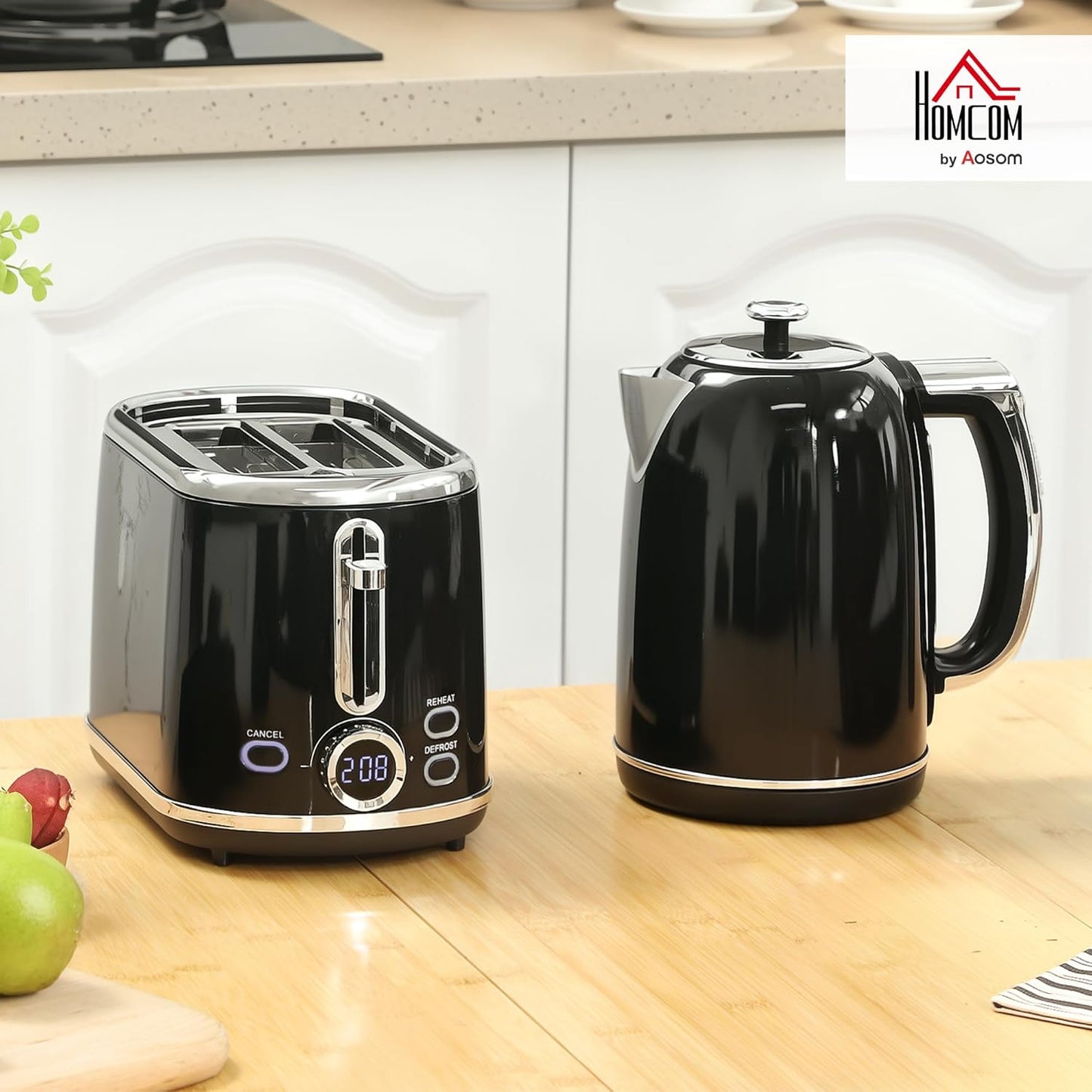 Wasserkocher-Toaster-Set, Schwarz