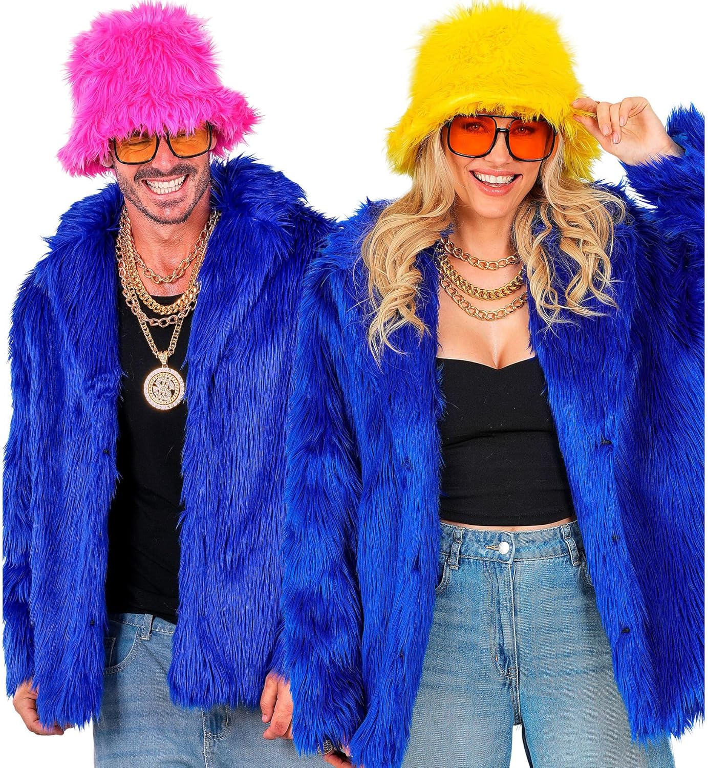Blaue Plüschjacke, Blau XXL
