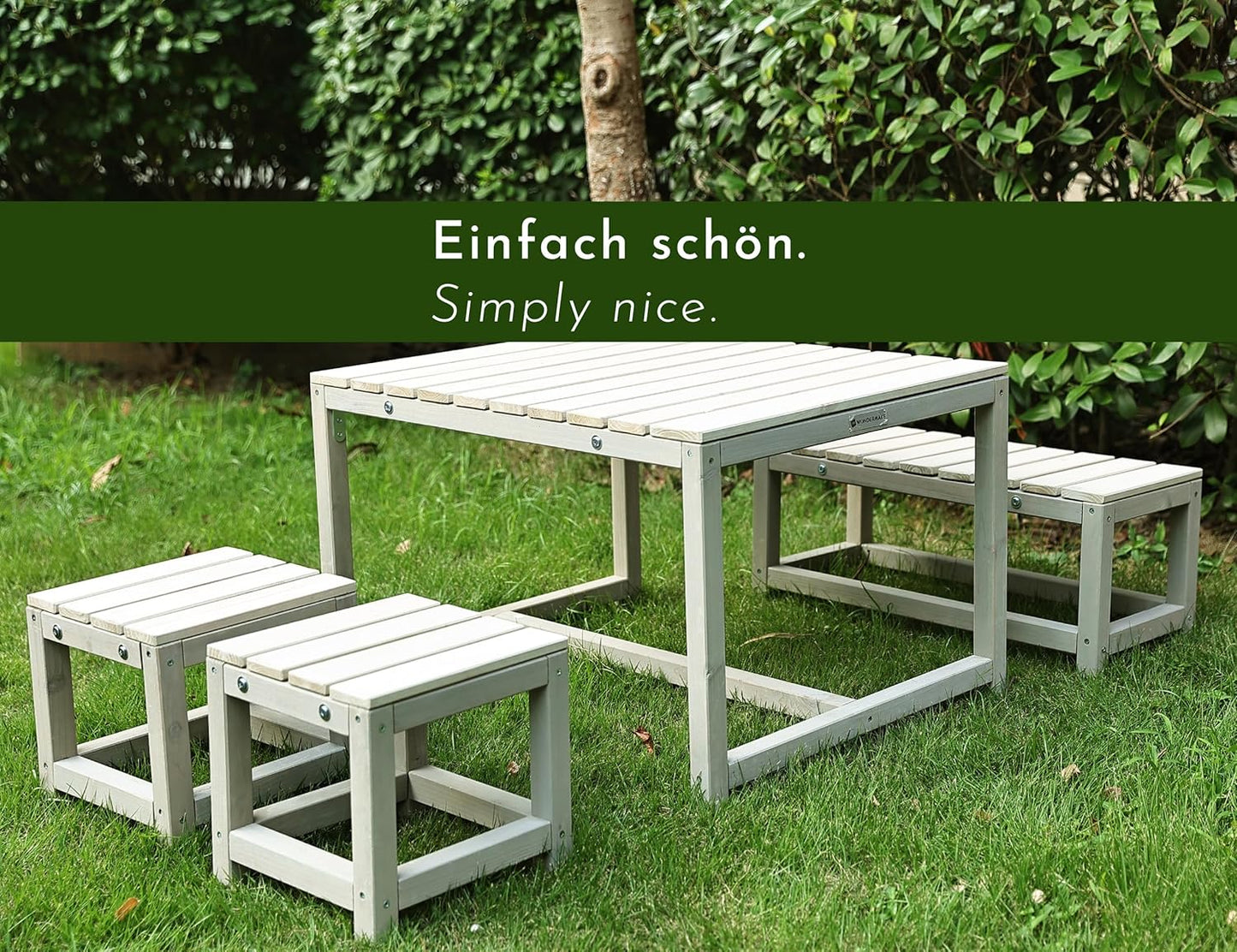 Design-Kindersitzgruppe "sedensa2" mit Abdeckung, Fichte, Beige + Grau