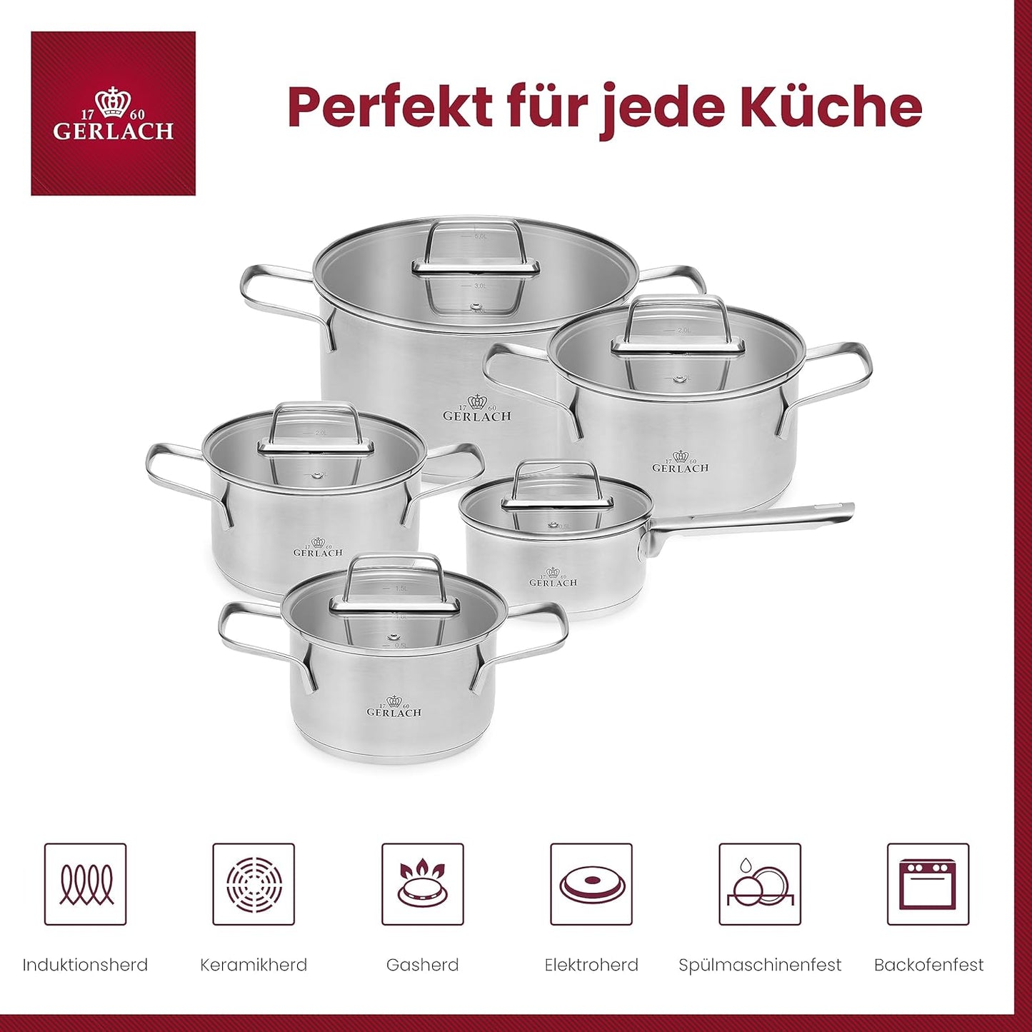 AMBIENTE Induktionstöpfe-Set (5-teilig)