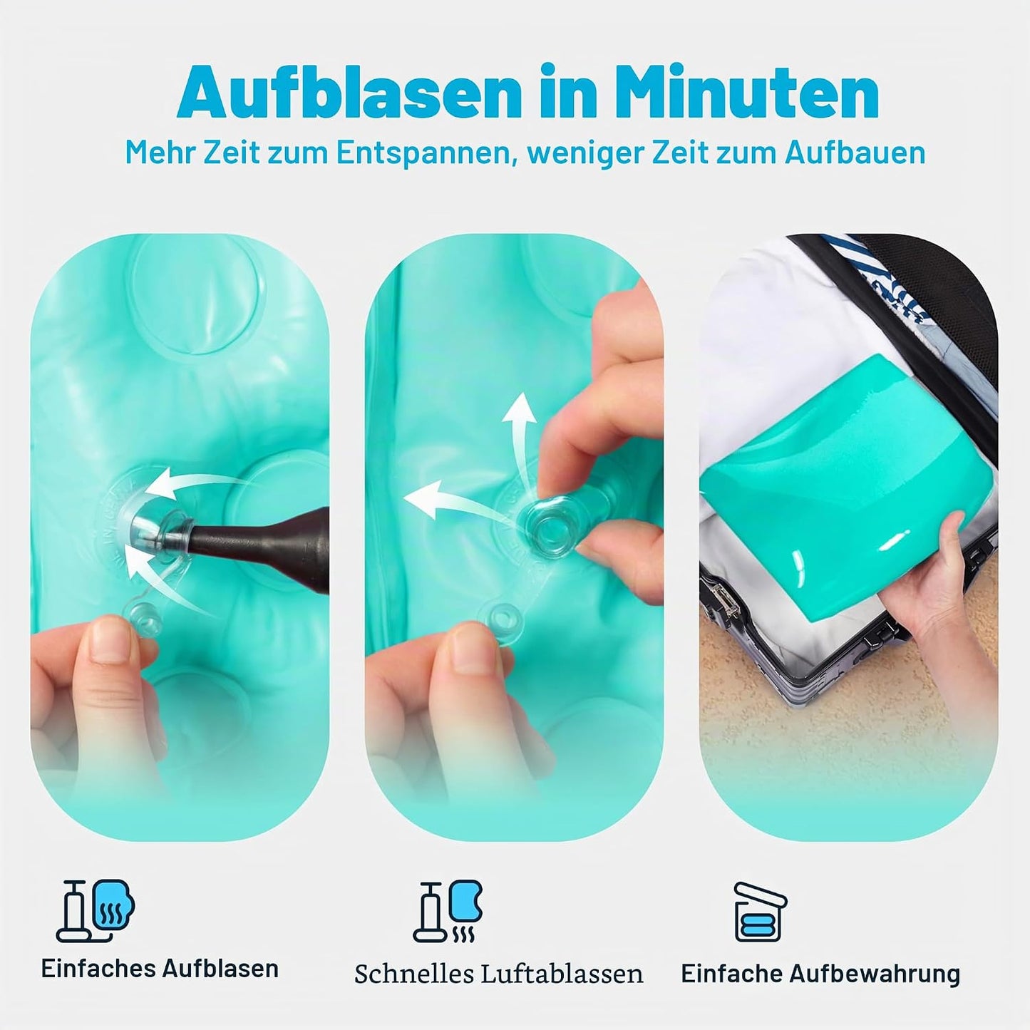 Aufblasbare Pool-Flösse mit Getränkehaltern, 2er-Set, Reine Farbe, Blau, Grün