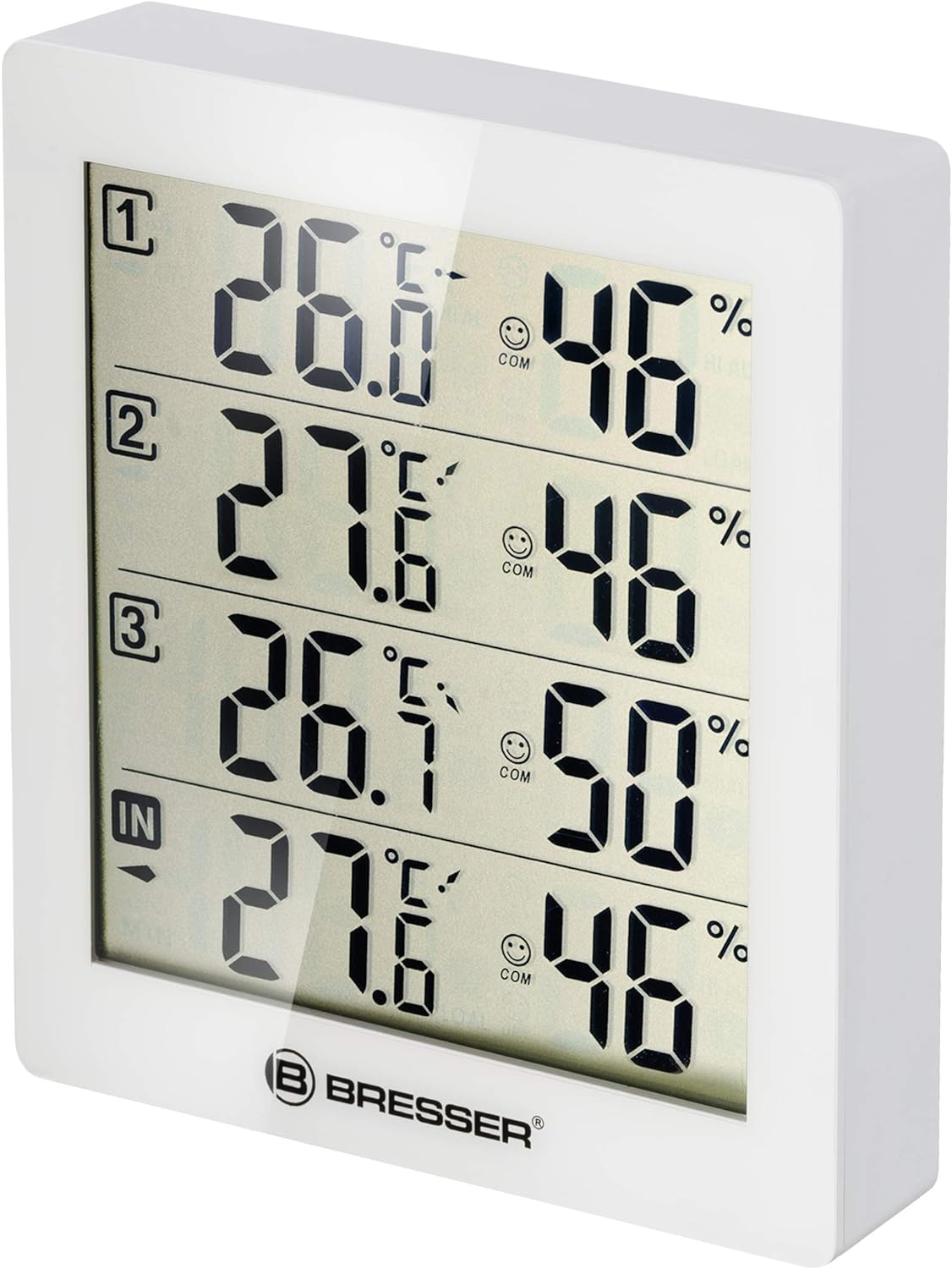 Temeo Hygro Quadro Thermohygrometer, Single, weiss
