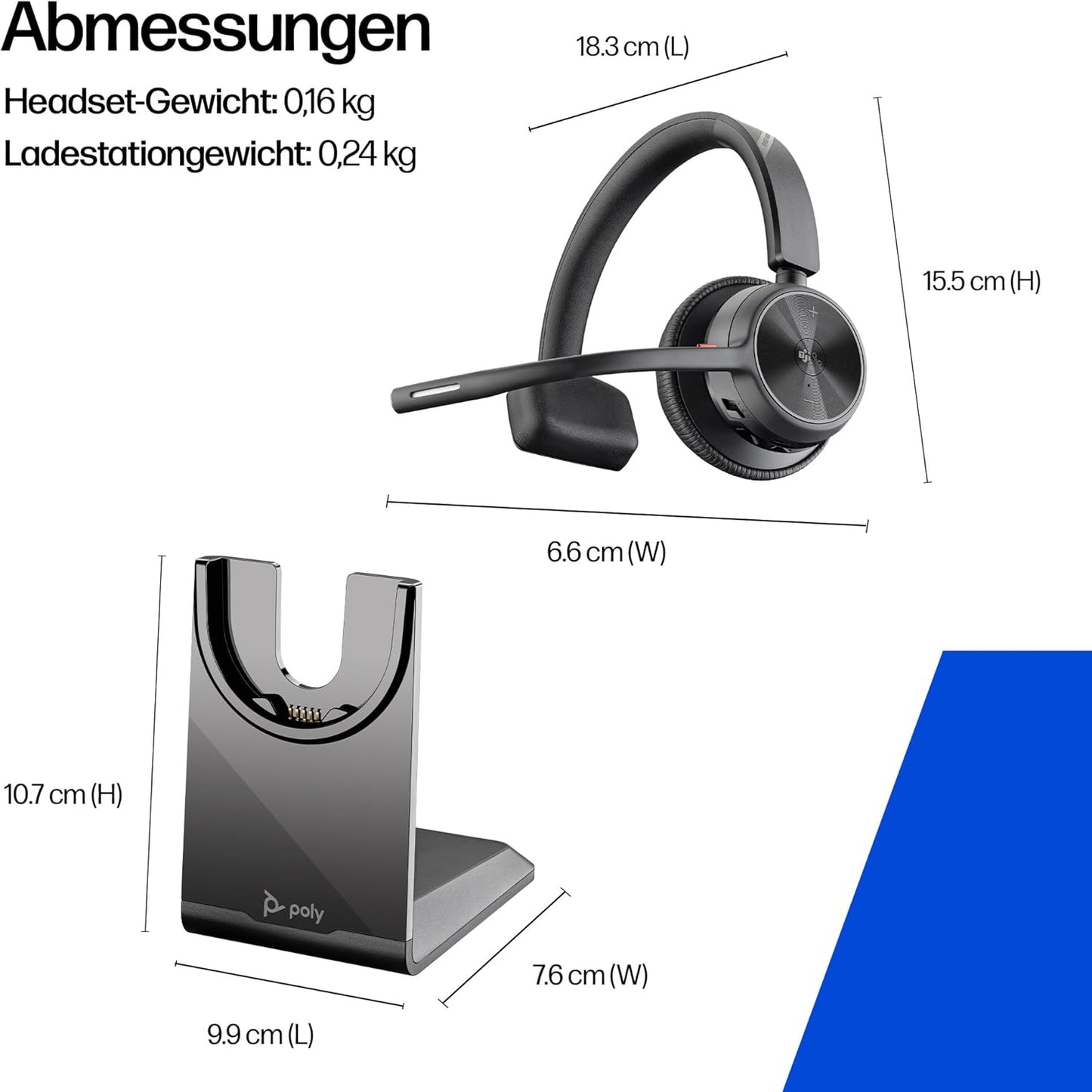 Voyager 4310 UC-Headset mit Ladestation, 2024 Version (USB-C & USB-A)