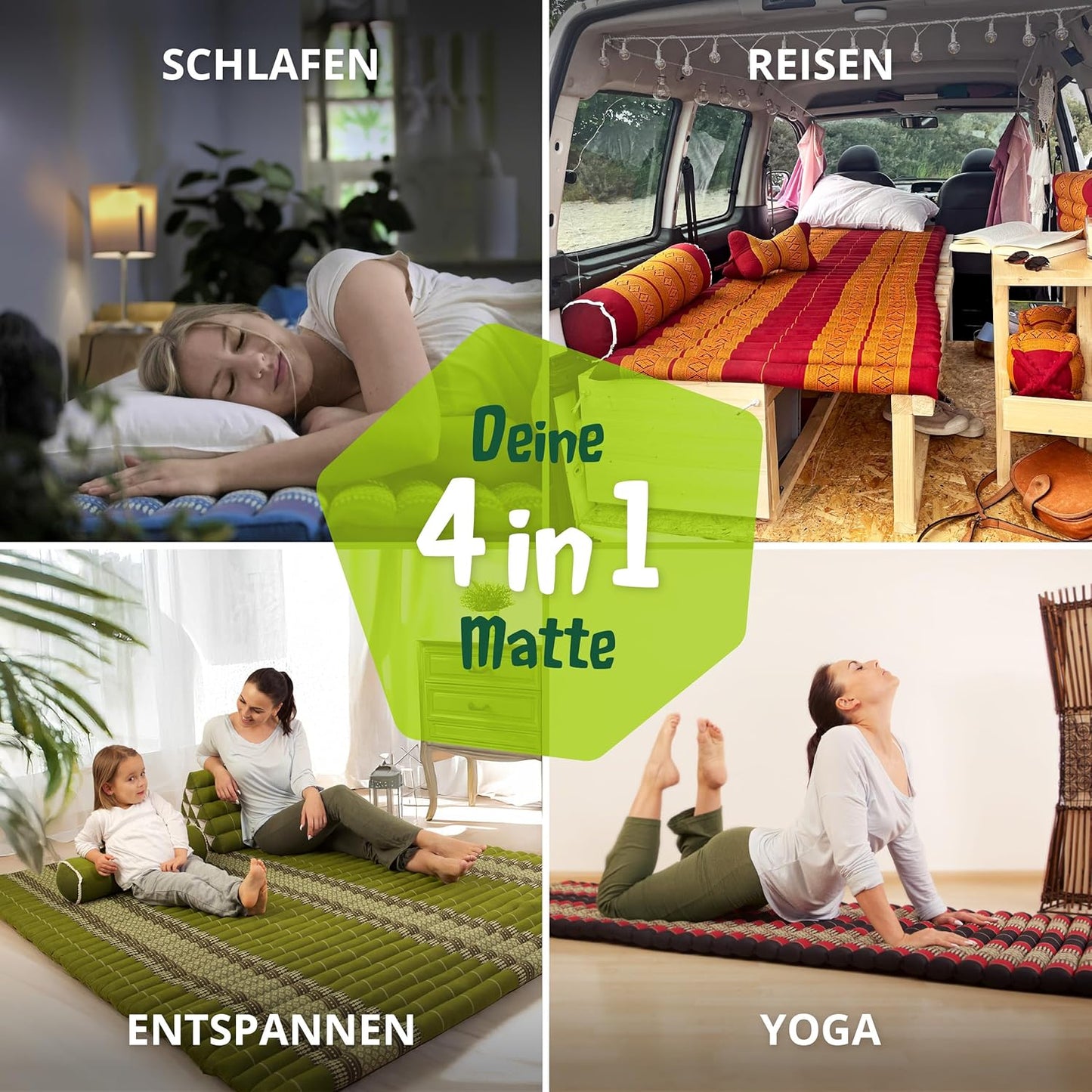 Rollmatratze Gästebett Thaimatte (L-200x145x4,5cm), XL (200 x 145 cm) Rubinrot