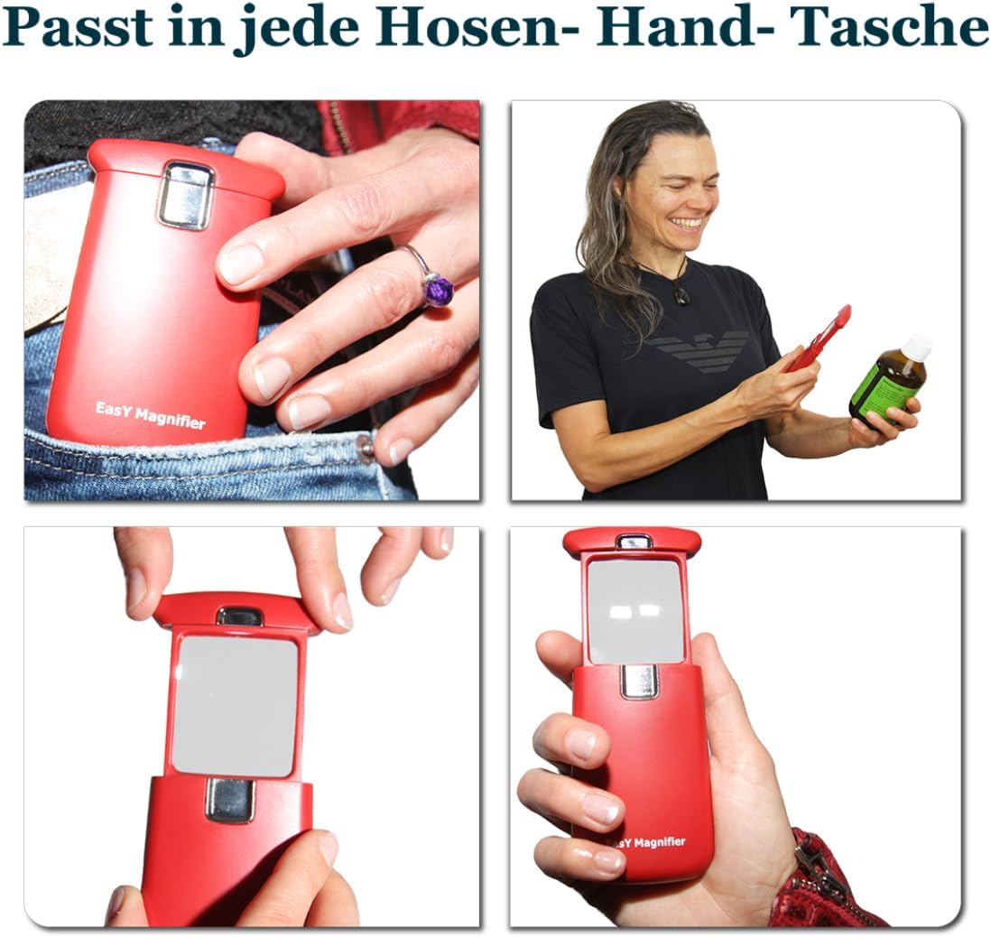 Beleuchtete Leselupe mit LED-Licht, Sedona Red