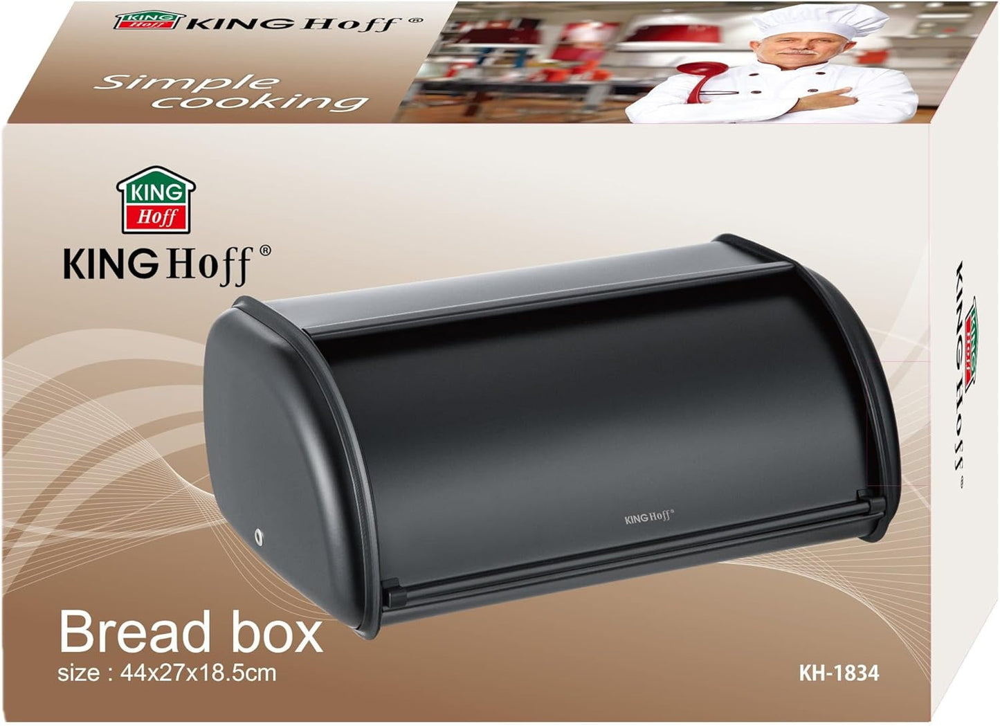 Brotkasten ‎KH-1834, Schwarz 44L x 27B x 18,5H cm