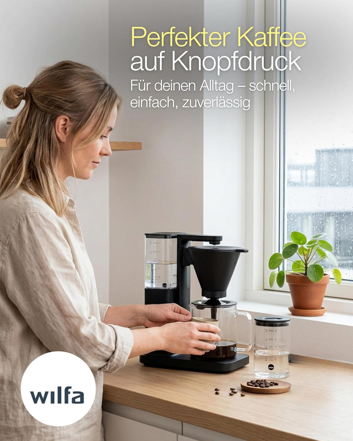 Zense Filterkaffeemaschine mit Brewfresh Technologie, Manuell Kunststoff Schwarz