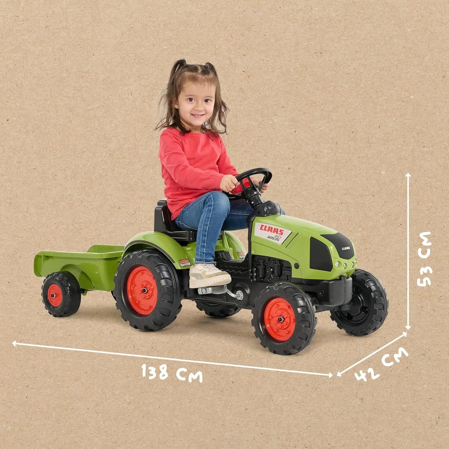 Arion 410 Kindertraktor mit Anhänger & Hupe, Claas