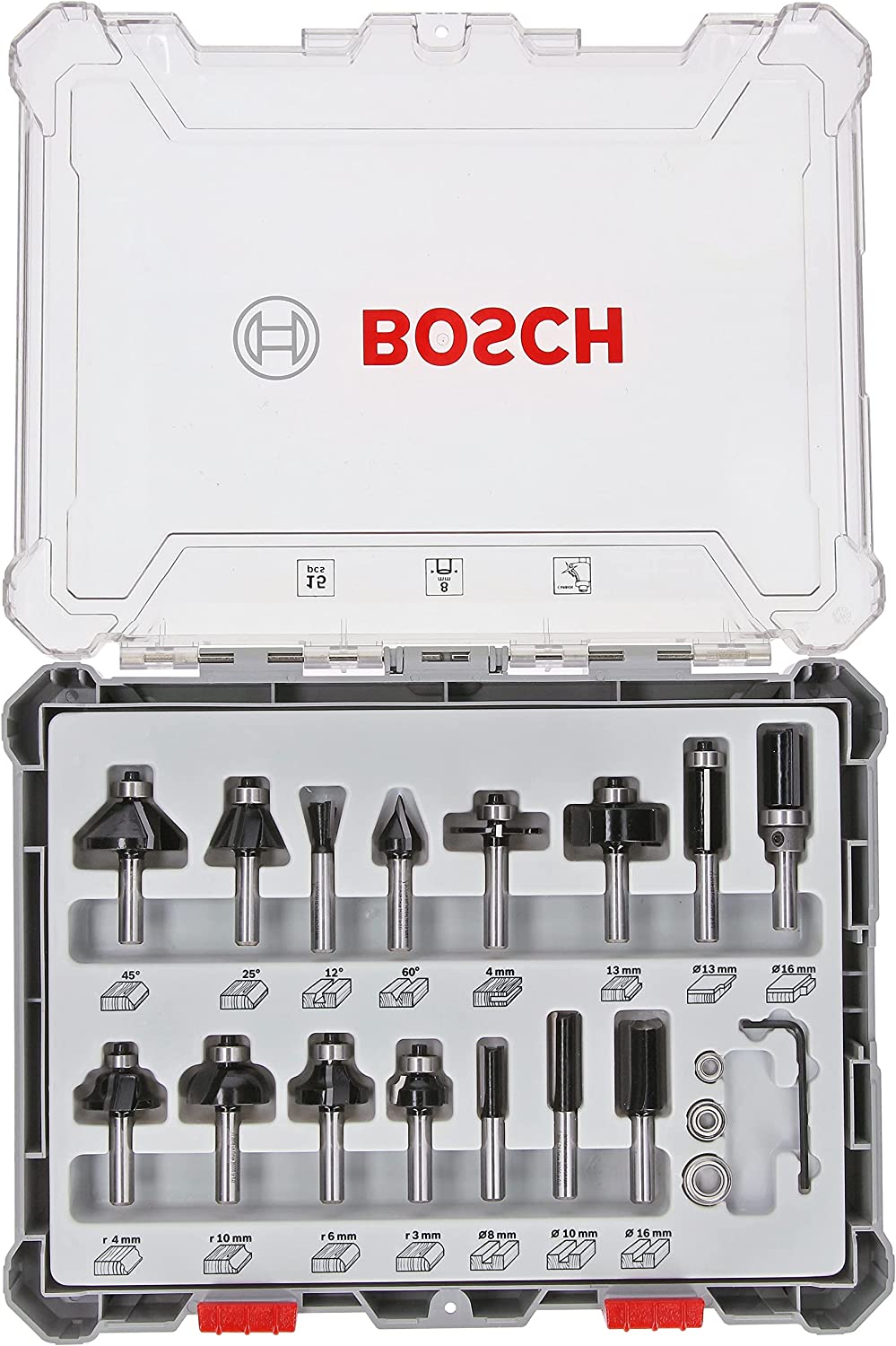Fräser-Set, 15-teilig, 15 tlg. | Mixed Fräser Set 8 mm Schaft 15-tlg. Fräser-Set gemischt