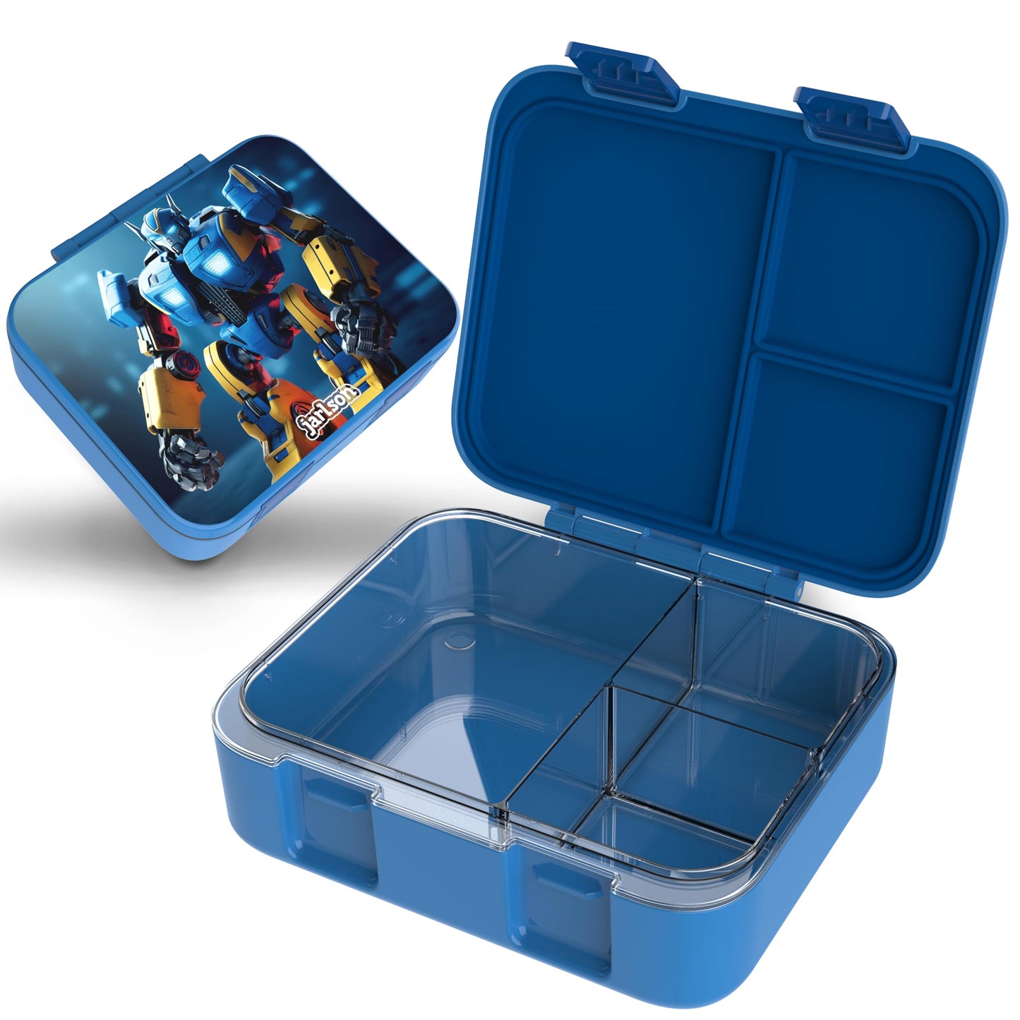Kinder Bento Lunchbox mit Trennfächern, Roboter Blau