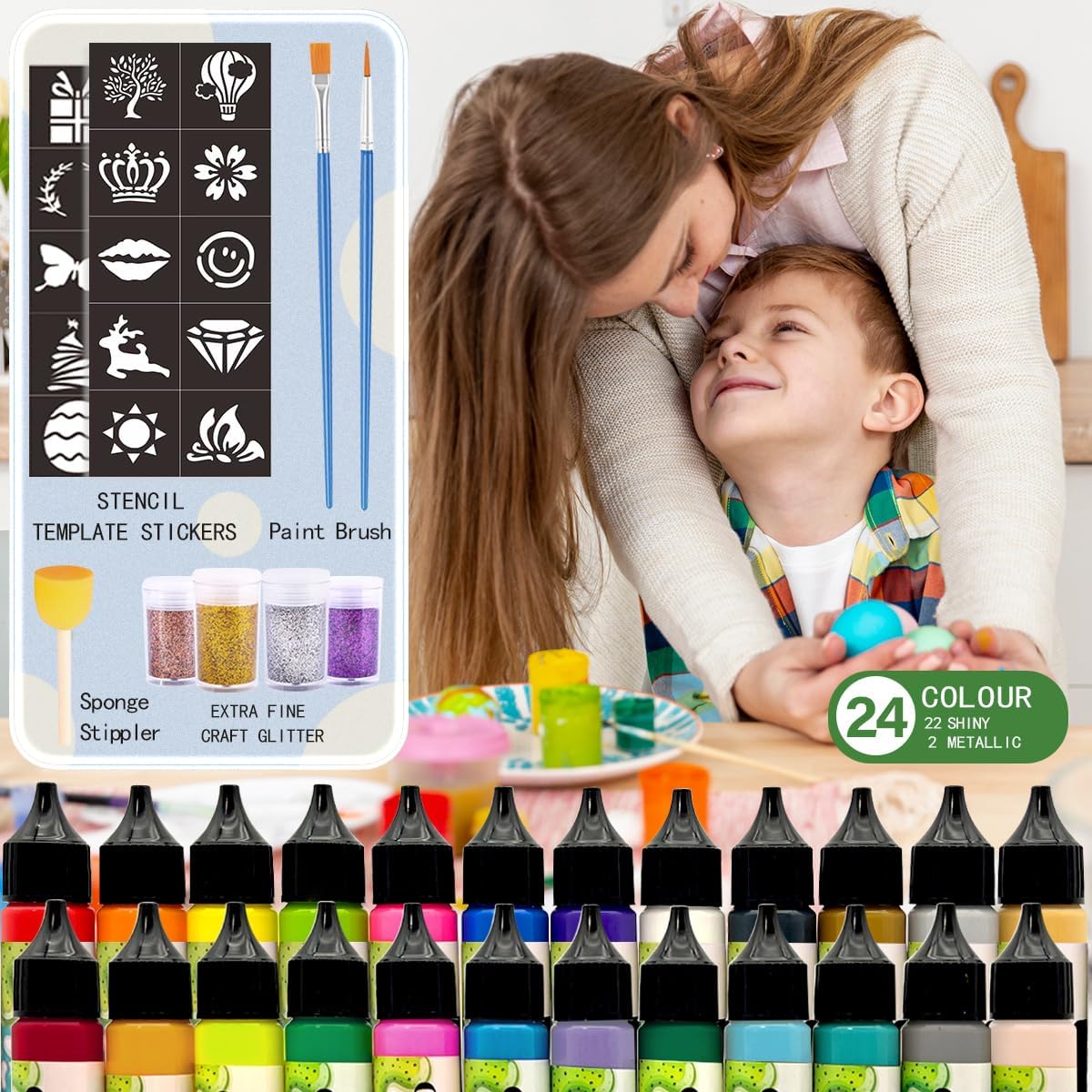 24-teiliges Kerzenstifte Set mit Glitzer, 24 Farben