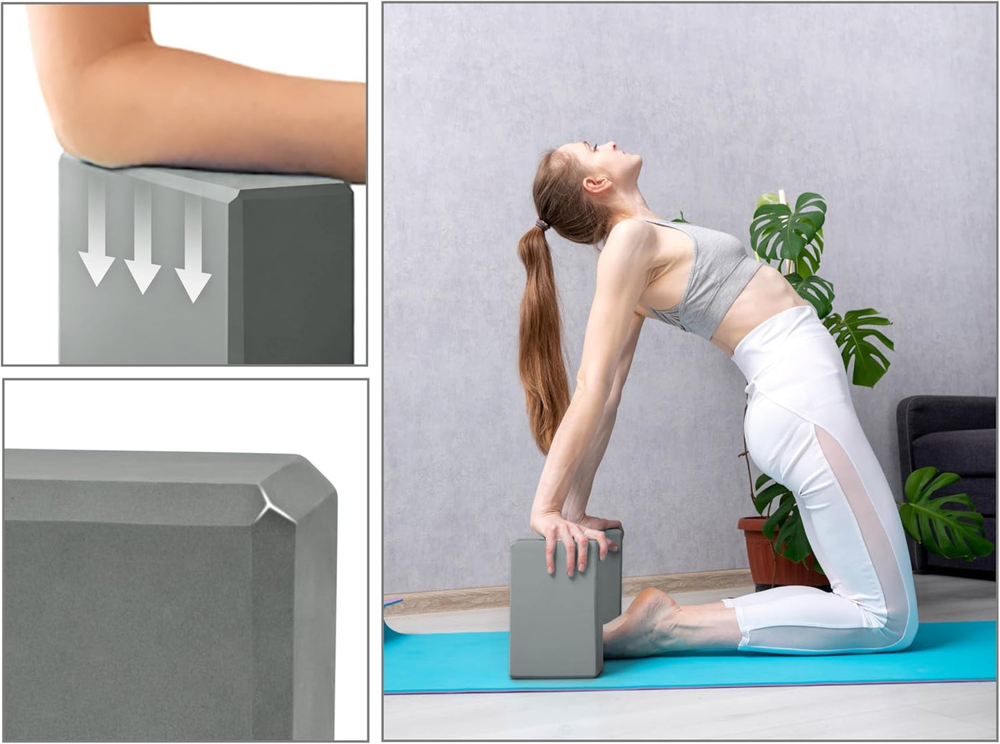 2-teiliges Yoga- und Gymnastikblock-Set, grau