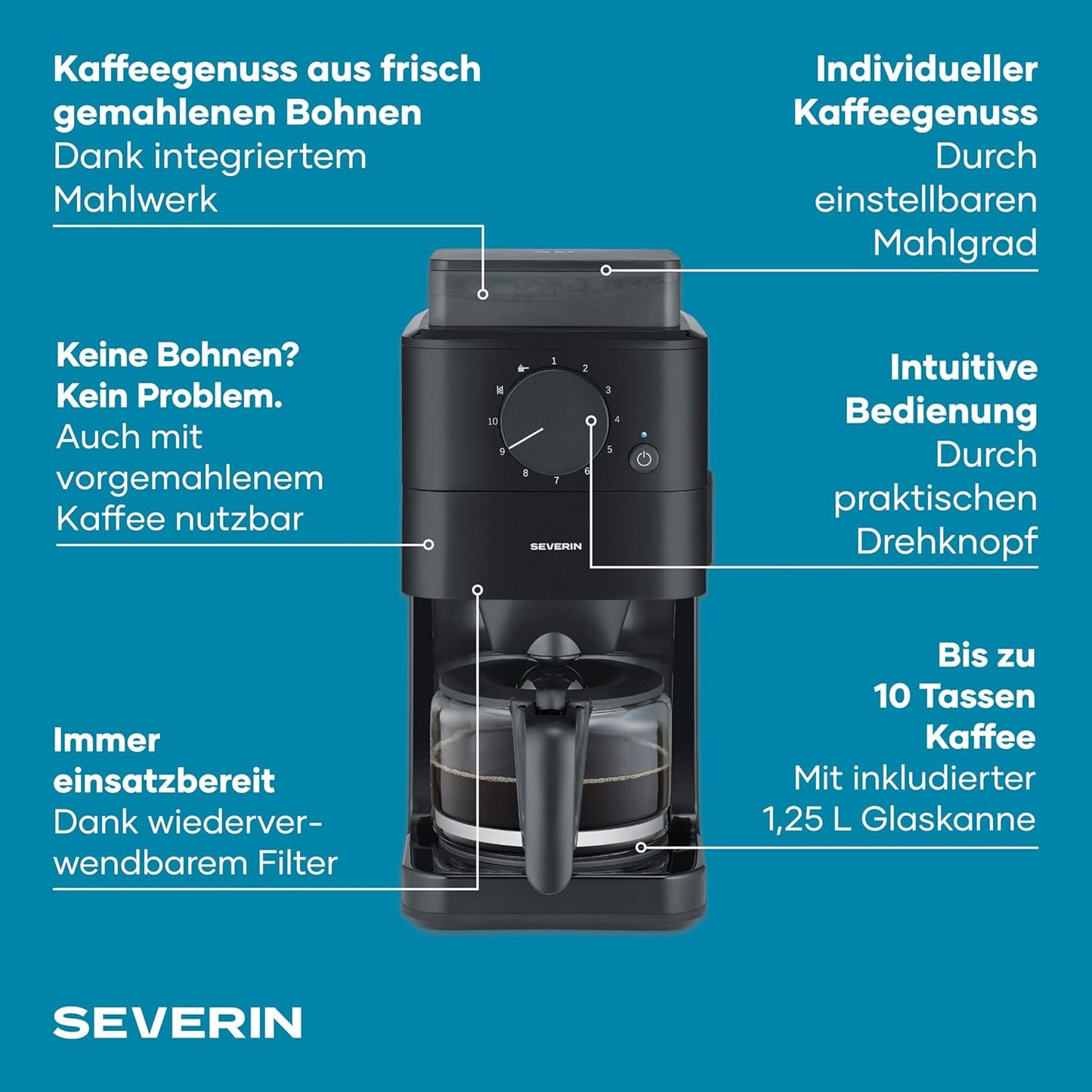 KA 9215 Filterkaffeemaschine mit Glaskanne, 10 Tassen