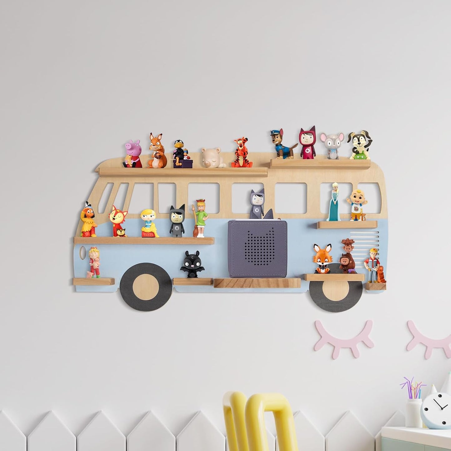Tonie-Regal Bus für 20-25 Hörfiguren und Toniebox, Blau